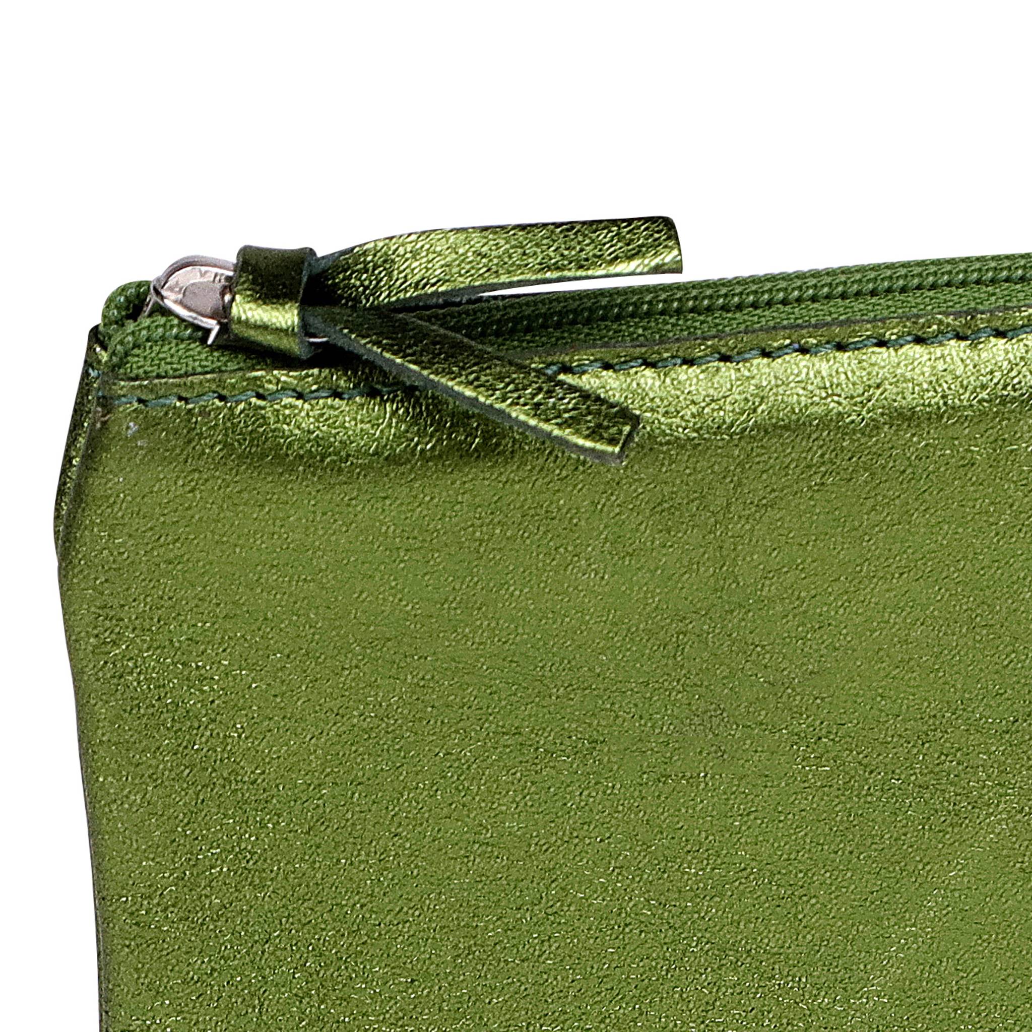 Clairefontaine 4x Schlampermäppchen aus Leder Cuirisé flach 22x11cm - Grün 8716C