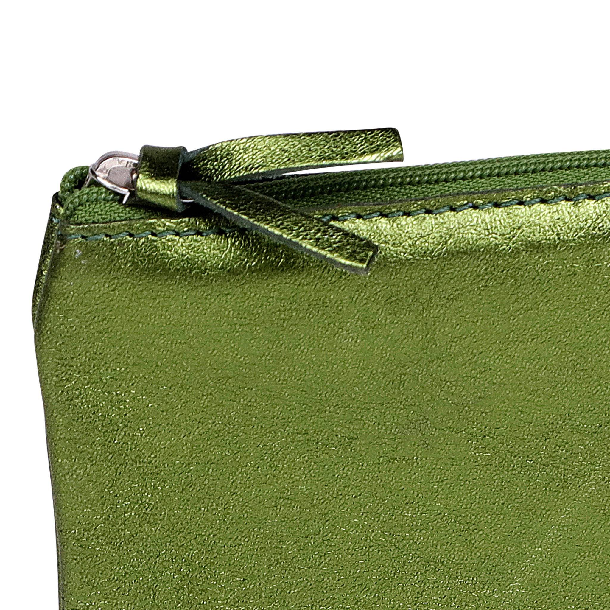 Clairefontaine 4x Schlampermäppchen aus Leder Cuirisé flach 22x11cm - Grün 8716C