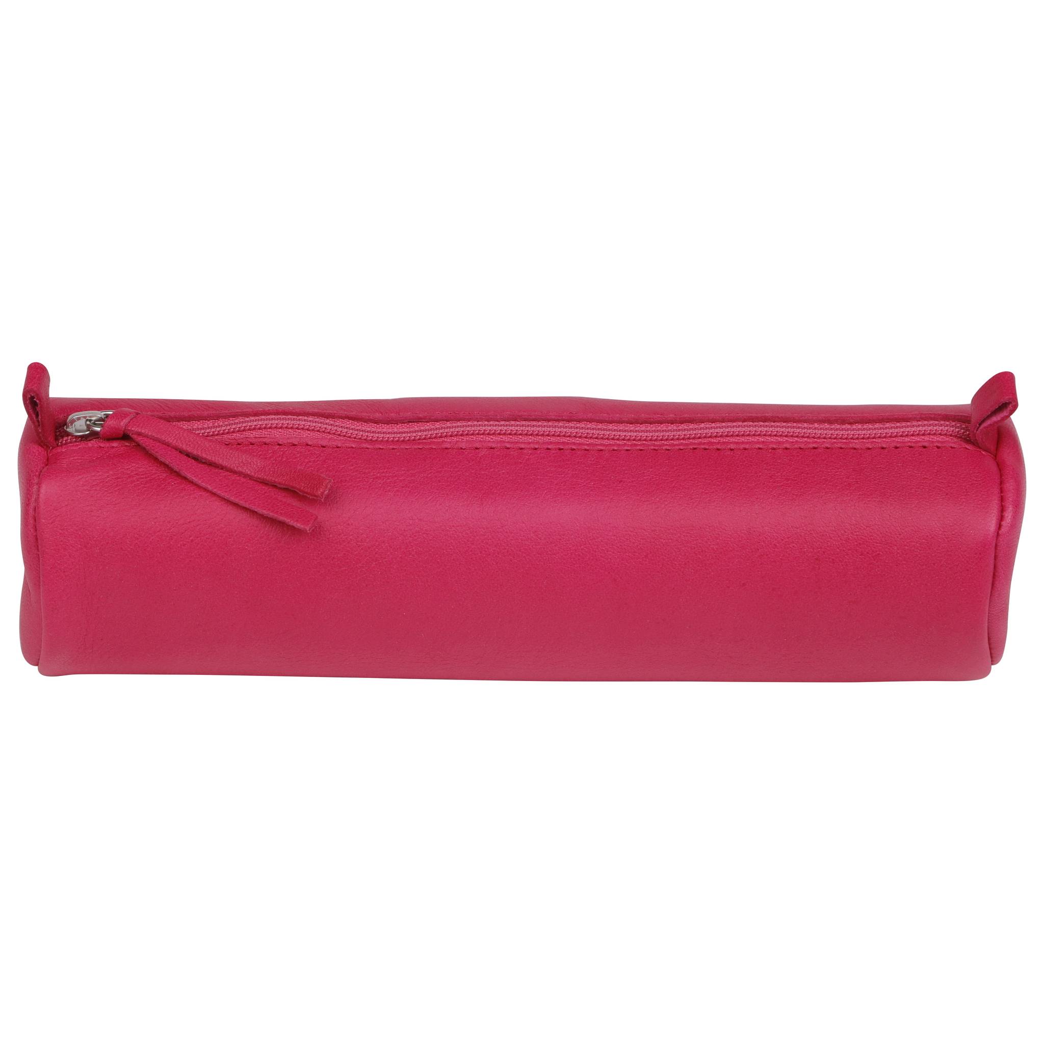 Clairefontaine 6x Schlampermäppchen gefärbtes Leder Ø5,5x22cm himbeere 410162C