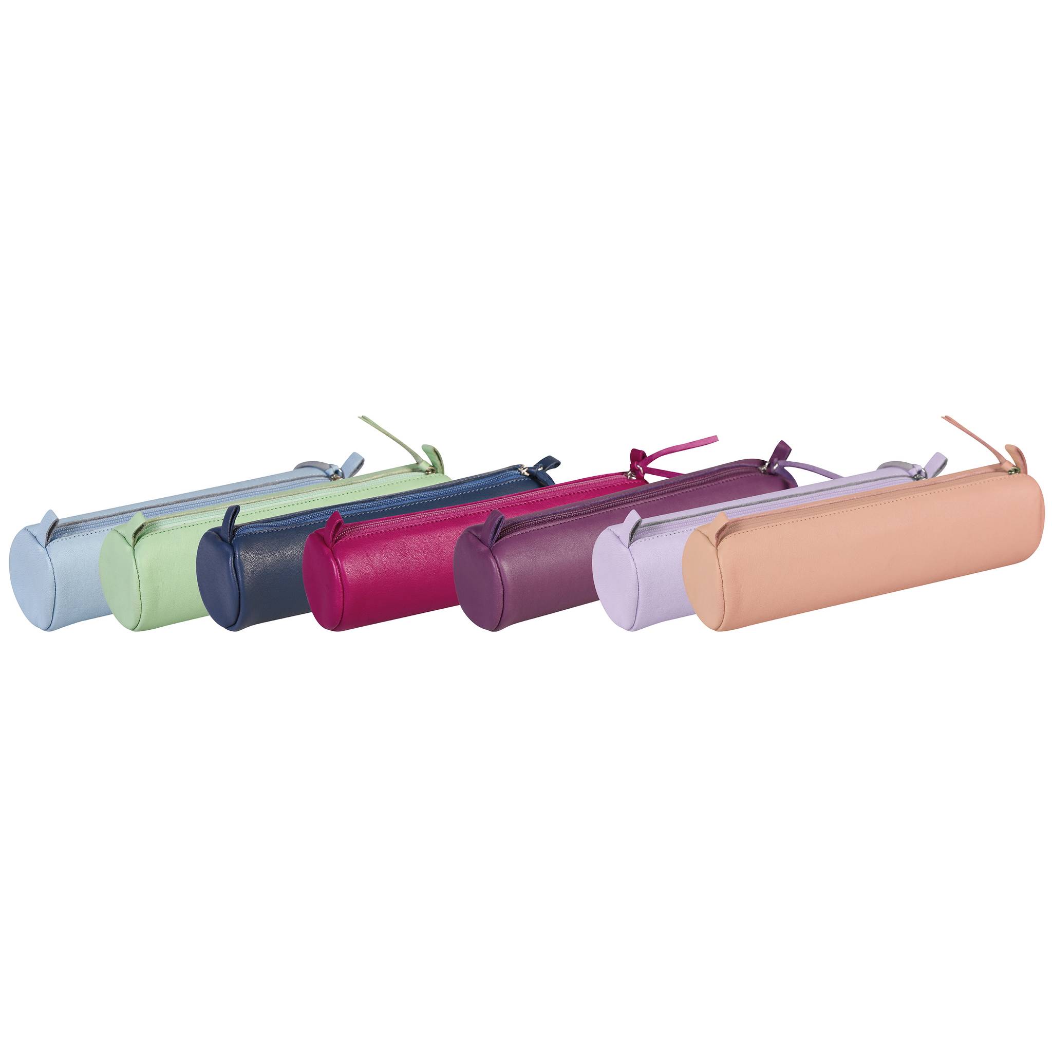 Clairefontaine 6x Schlampermäppchen gefärbtes Leder Ø5,5x22cm himbeere 410162C