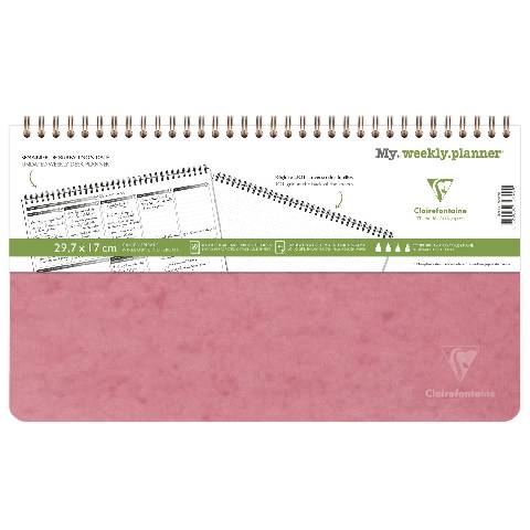 Clairefontaine 5x Spiralbuch 29,7x17 cm, 120 Seiten 90g (dot) Antikrosa 783496C