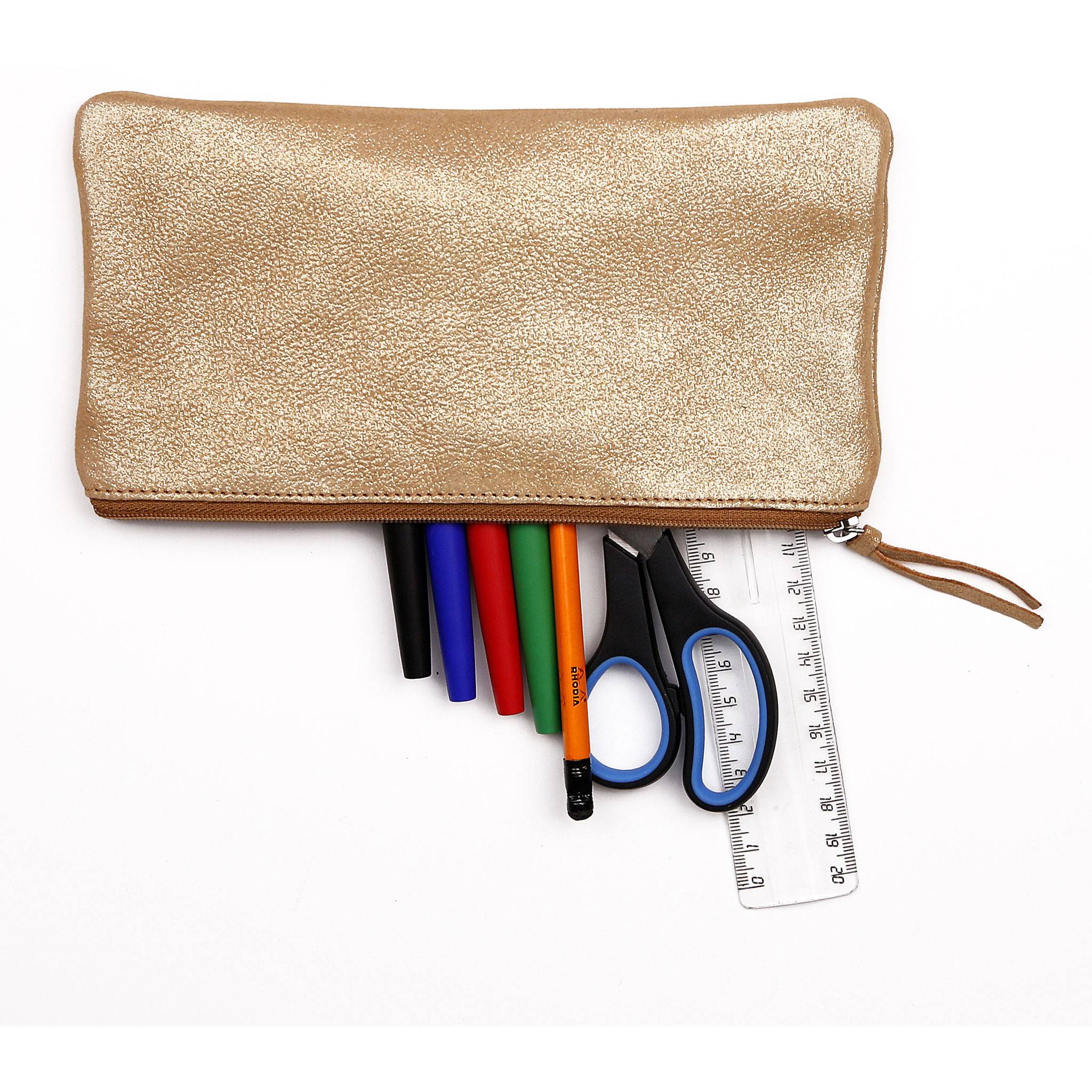 Clairefontaine 4x Céleste flach Schlampermäppchen 11x22 cm Disco gold 410017C