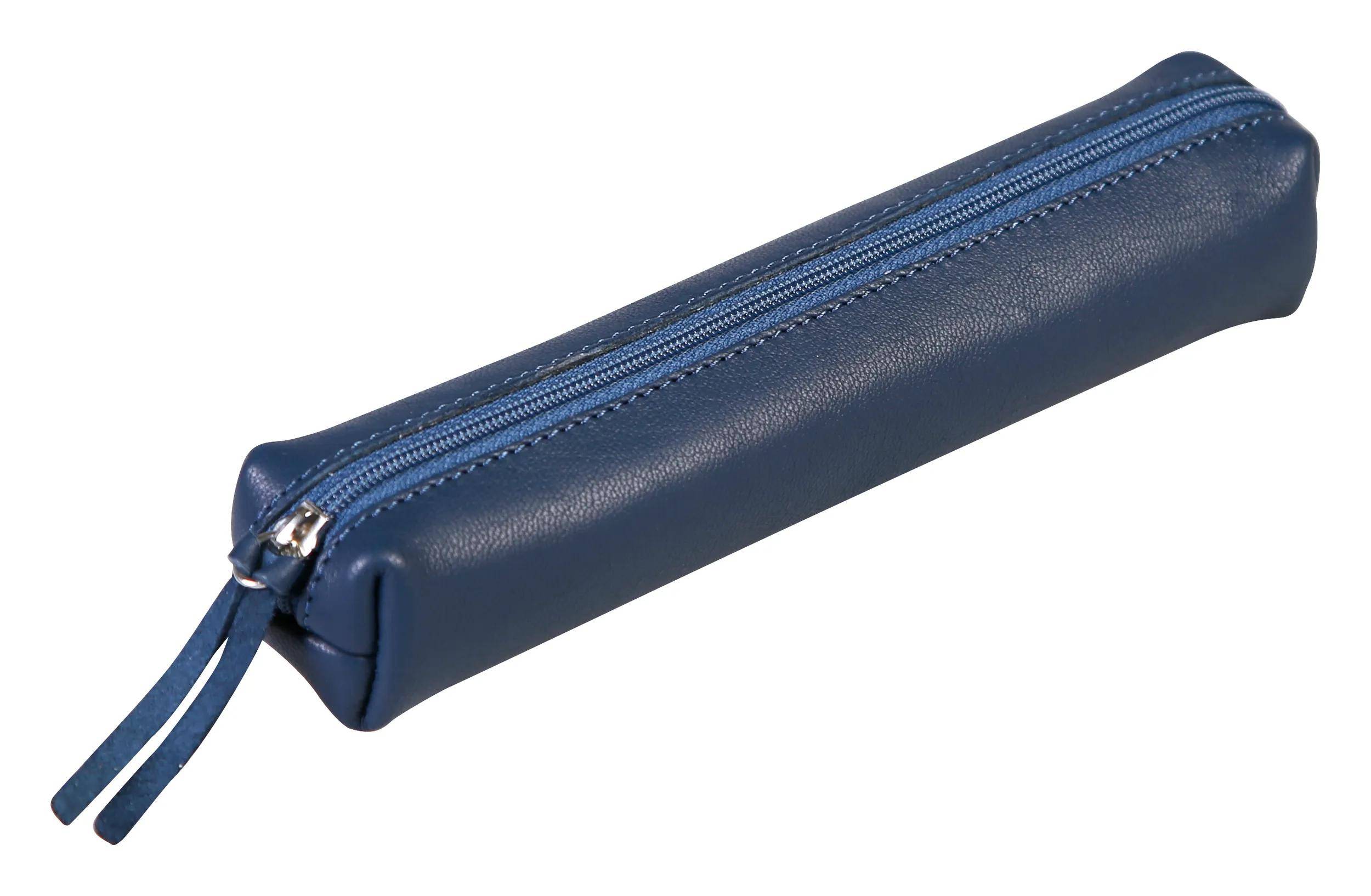 Clairefontaine 4x Schlampermäppchen Leder SLIM 19,5x2,5x4cm dunkelblau 410153C