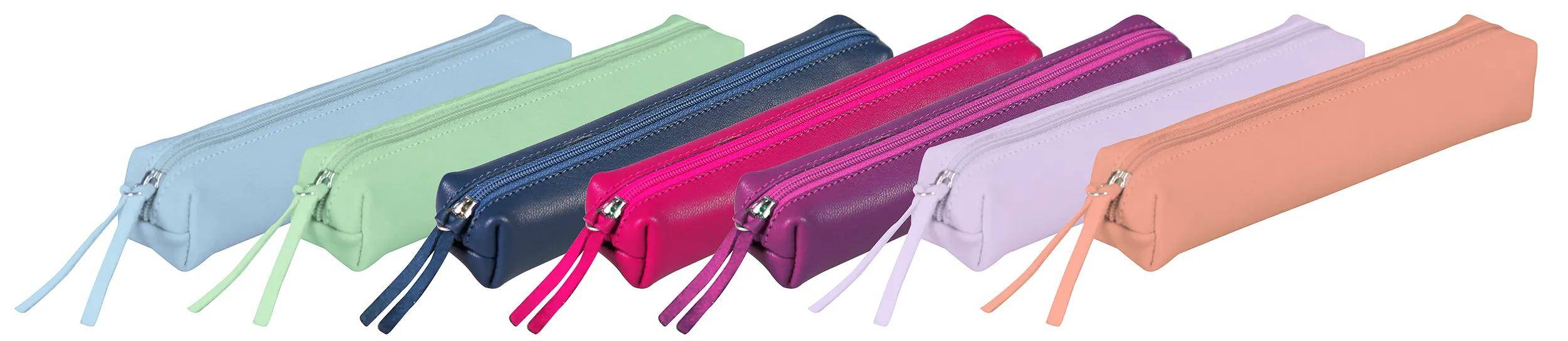 Clairefontaine 4x Schlampermäppchen Leder SLIM 19,5x2,5x4cm koralle 410157C