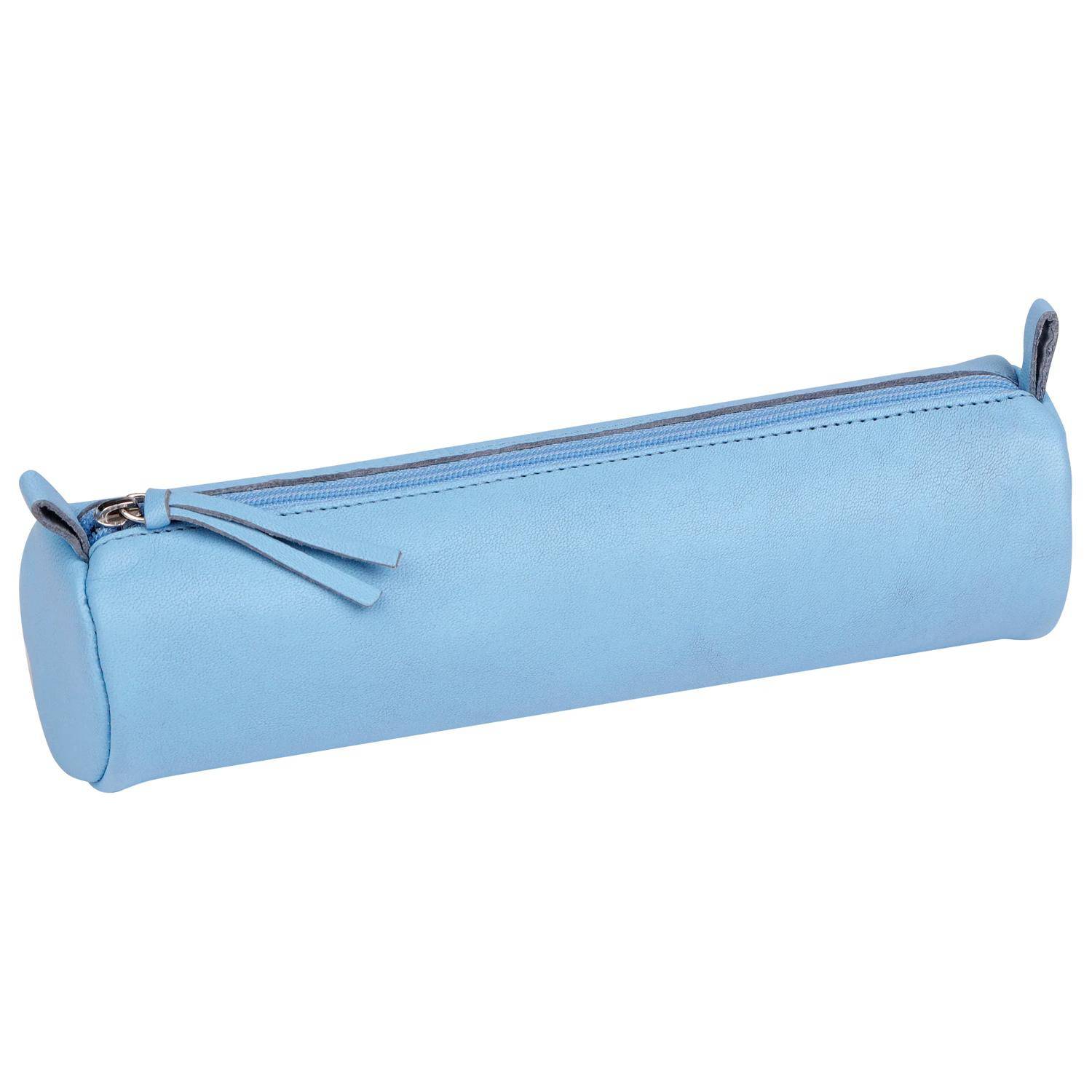 Clairefontaine 6x Schlampermäppchen gefärbtes Leder Ø5,5x22cm himmelblau 410159C