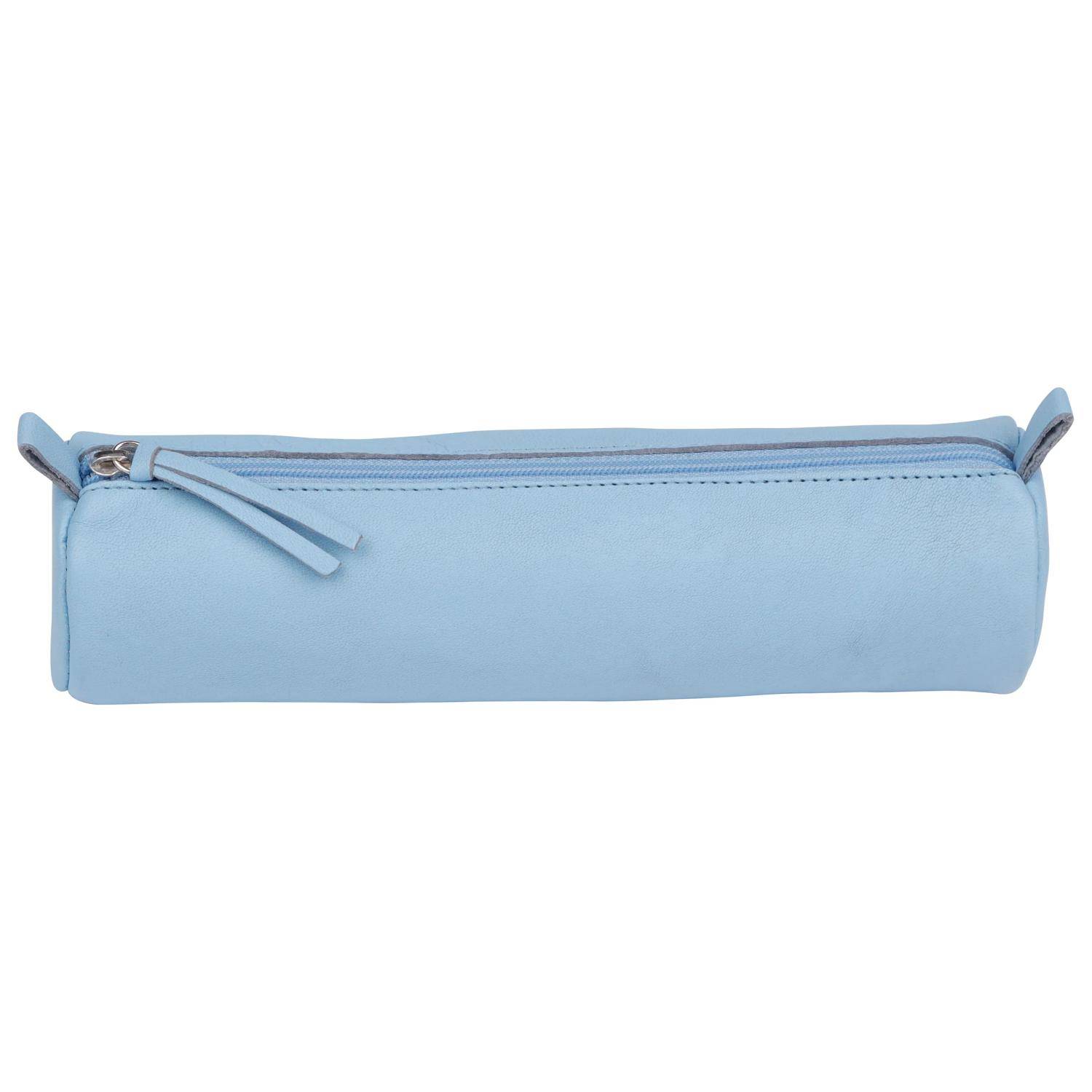 Clairefontaine 6x Schlampermäppchen gefärbtes Leder Ø5,5x22cm himmelblau 410159C