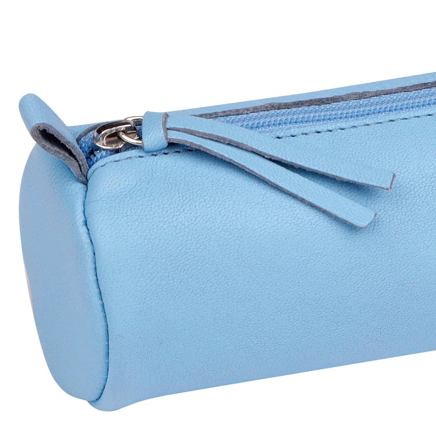 Clairefontaine 6x Schlampermäppchen gefärbtes Leder Ø5,5x22cm himmelblau 410159C