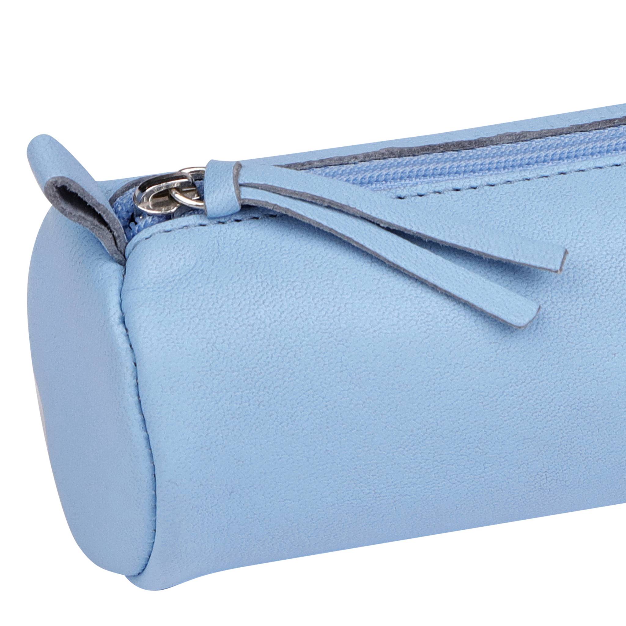 Clairefontaine 6x Schlampermäppchen gefärbtes Leder Ø5,5x22cm himmelblau 410159C