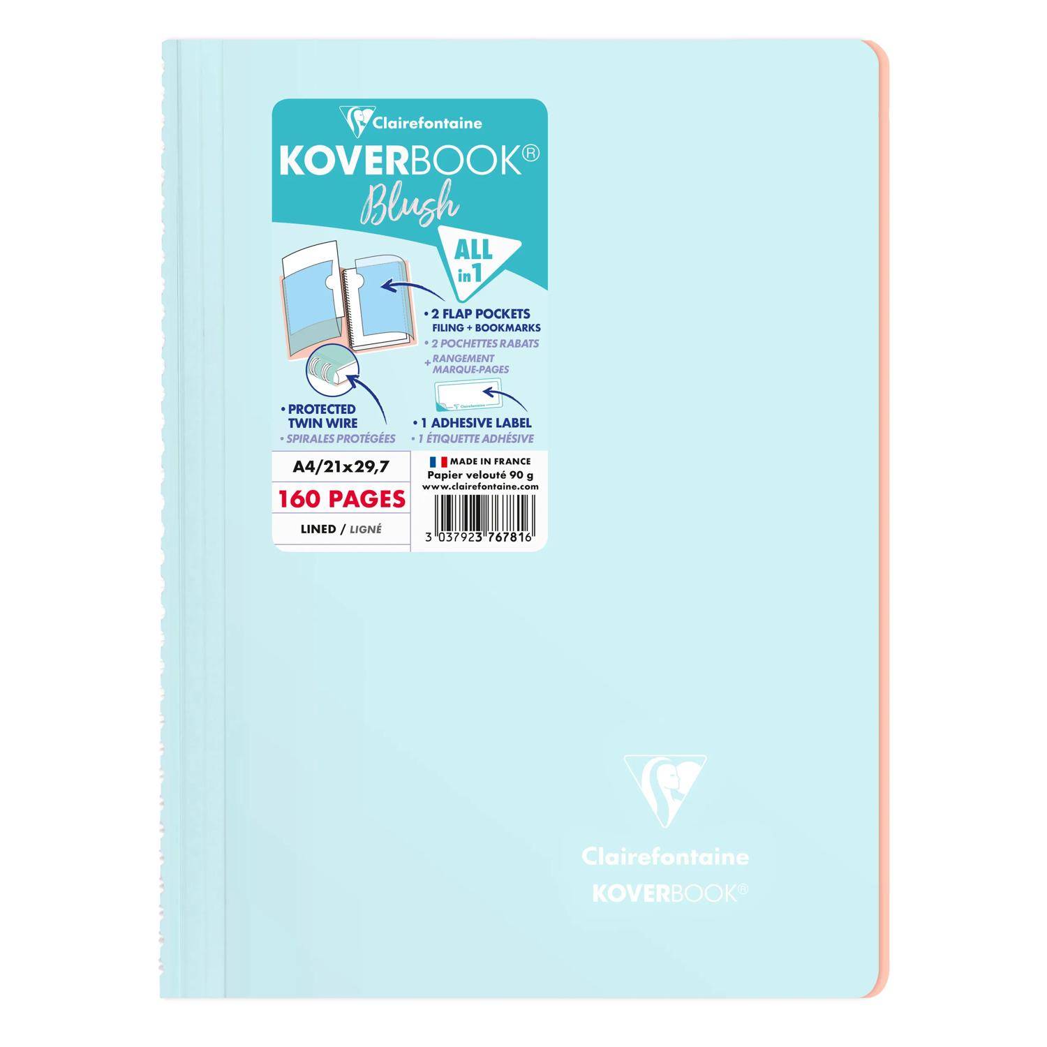 Clairefontaine 5x Koverbook Spiralblock A4 80 Blatt liniert Sortiert 376781C