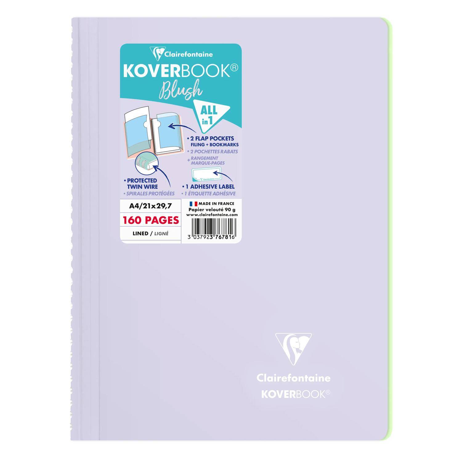 Clairefontaine 5x Koverbook Spiralblock A4 80 Blatt liniert Sortiert 376781C