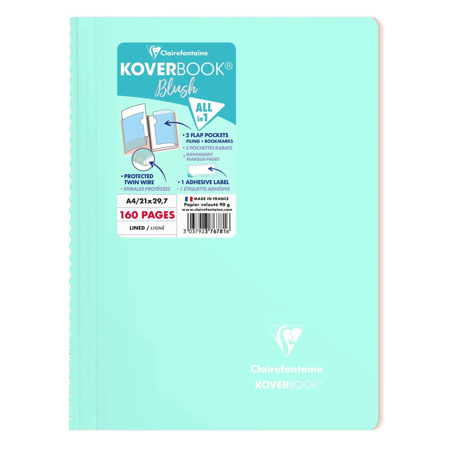 Clairefontaine 5x Koverbook Spiralblock A4 80 Blatt liniert Sortiert 376781C