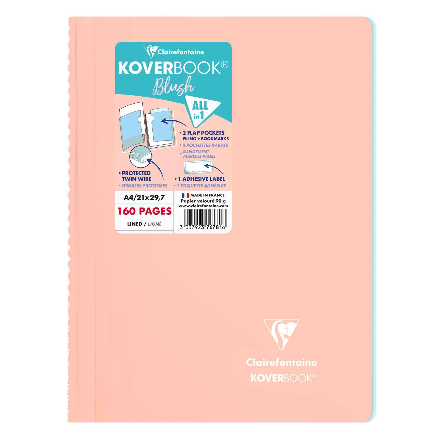 Clairefontaine 5x Koverbook Spiralblock A4 80 Blatt liniert Sortiert 376781C