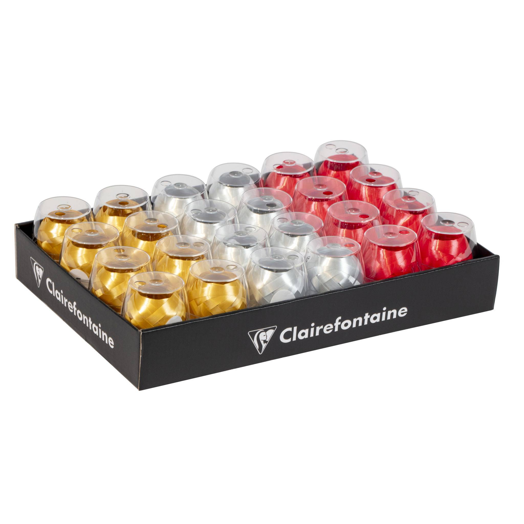 Clairefontaine Set 24 Eiknäueln Geschenkband, glatt, 7mmx10m Sortierung 611300C