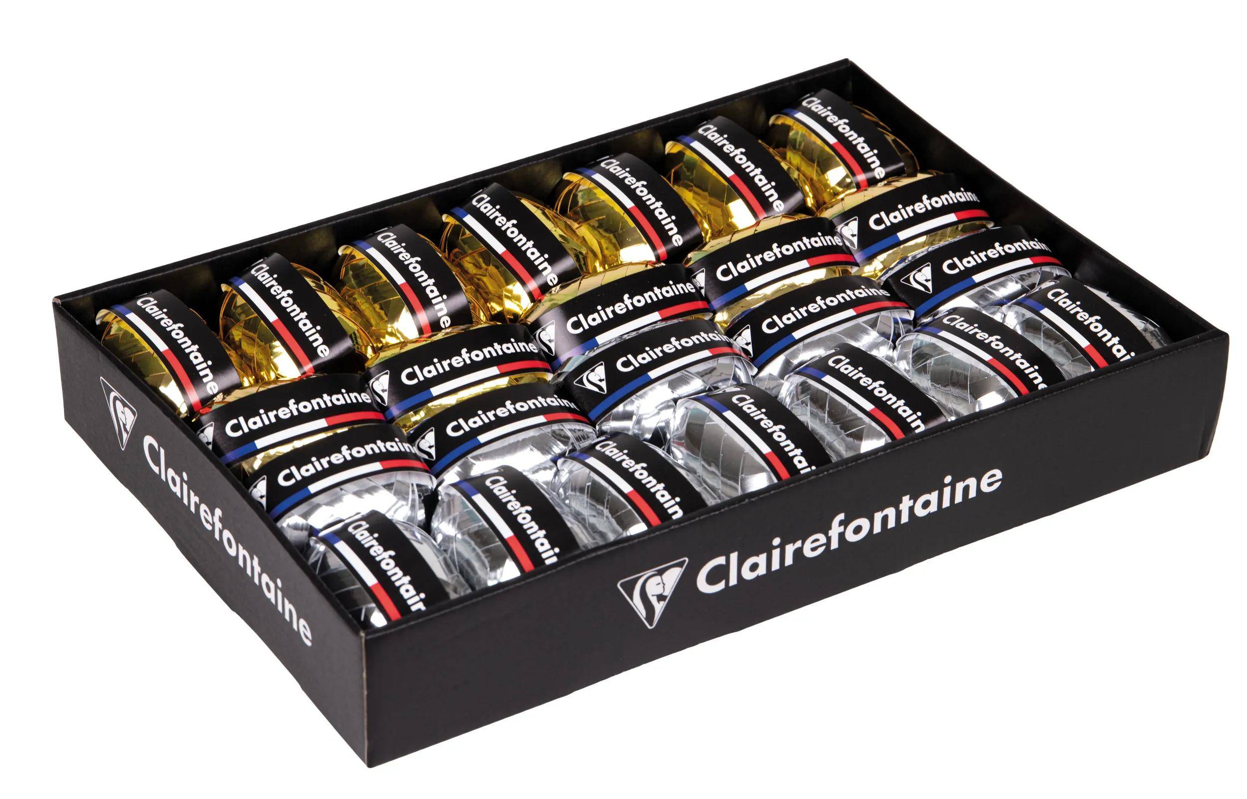 Clairefontaine Display 24 Geschenkband Metallic-Effekt Gold und Silber 612008C