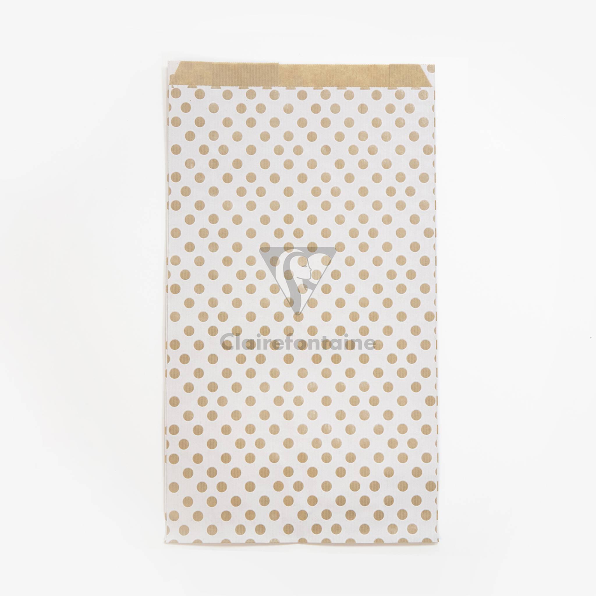 Clairefontaine Pack. 50 Geschenktüten Kraft 21x37+7cm Punkte, Weiß 394111C