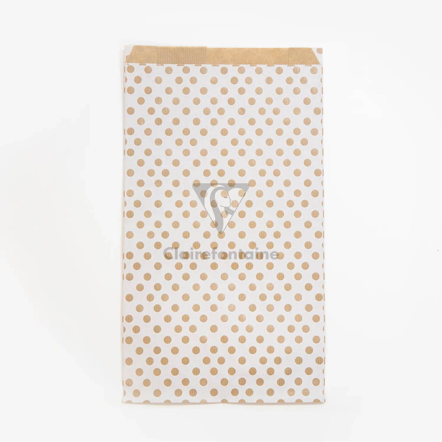 Clairefontaine Pack. 50 Geschenktüten Kraft 21x37+7cm Punkte, Weiß 394111C
