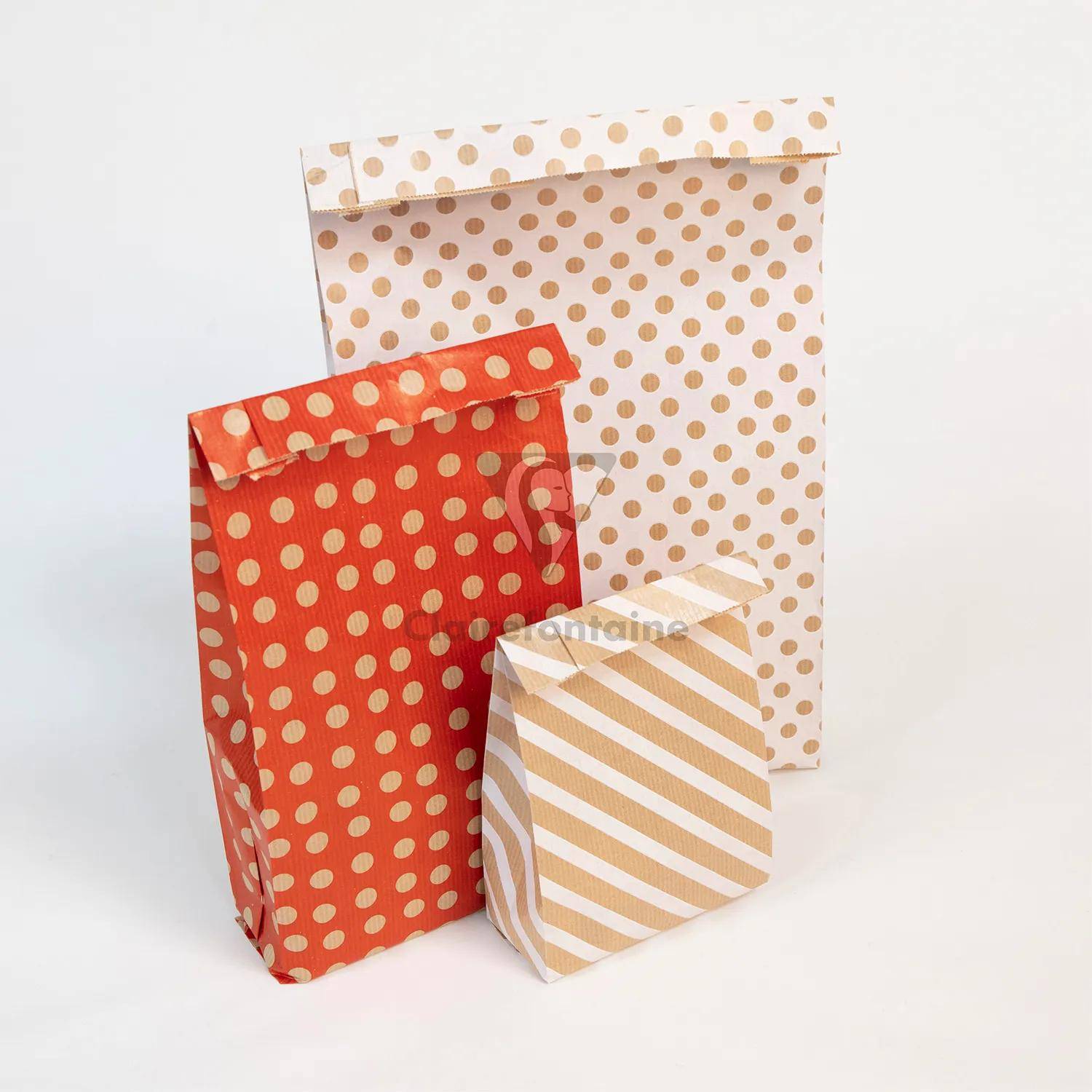 Clairefontaine Pack. 50 Geschenktüten Kraft 21x37+7cm Punkte, Weiß 394111C