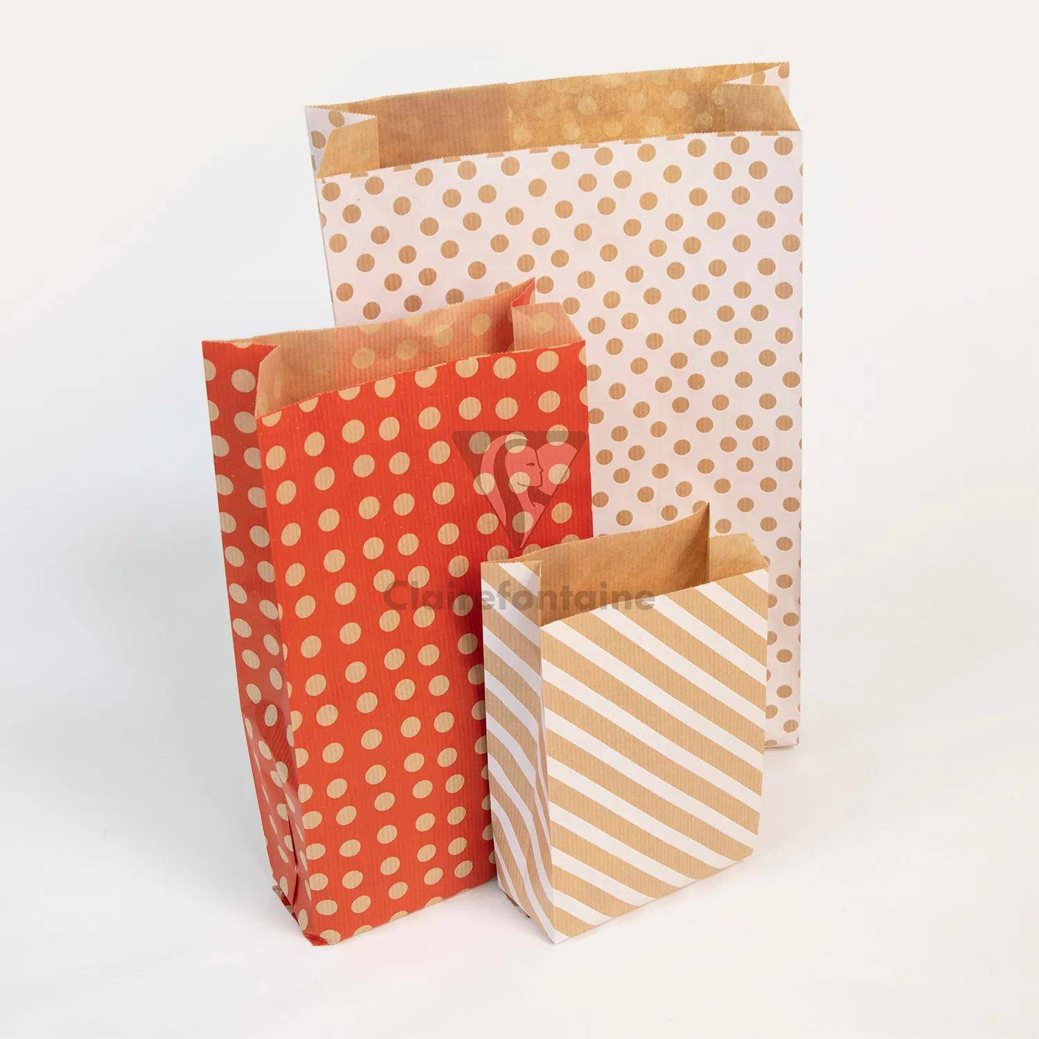 Clairefontaine Pack. 50 Geschenktüten Kraft 21x37+7cm Punkte, Weiß 394111C