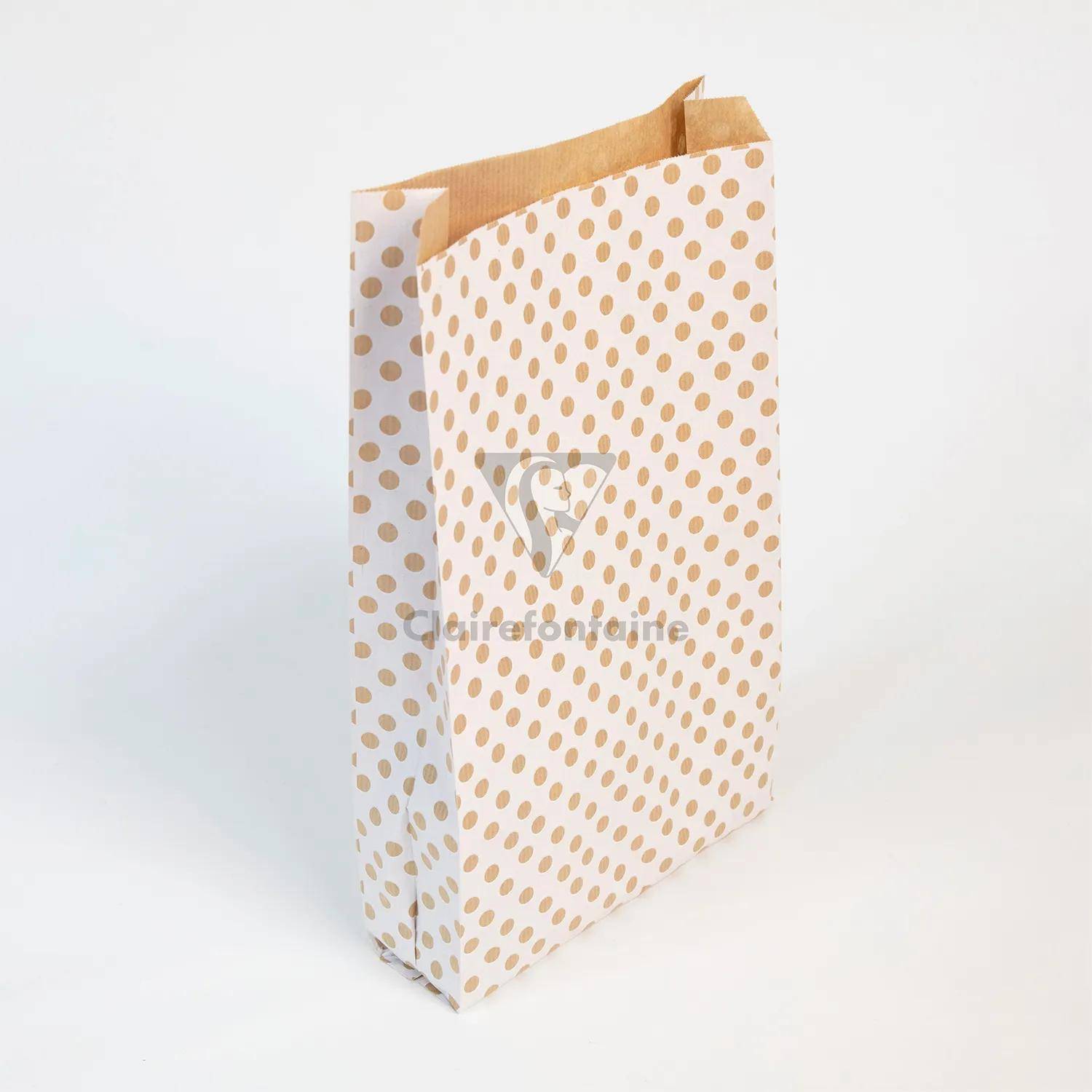 Clairefontaine Pack. 50 Geschenktüten Kraft 21x37+7cm Punkte, Weiß 394111C