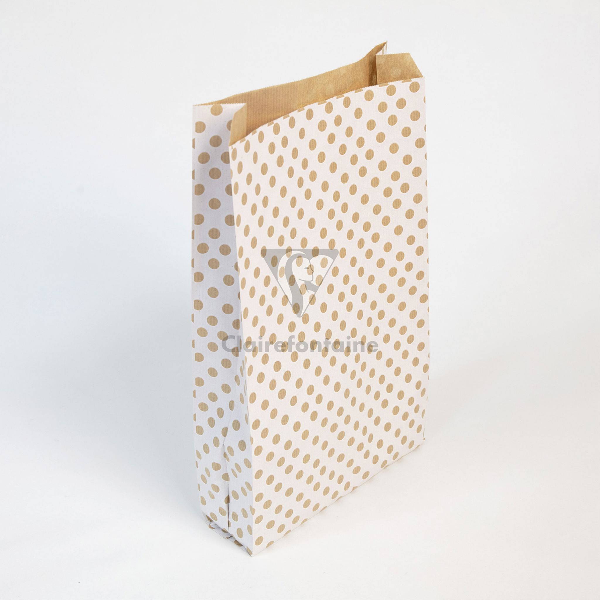Clairefontaine Pack. 50 Geschenktüten Kraft 21x37+7cm Punkte, Weiß 394111C