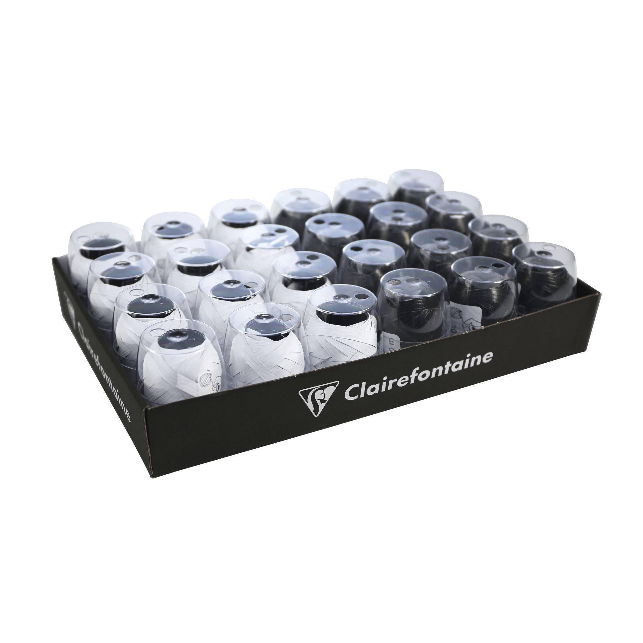 Clairefontaine Set 24 Geschenkband matt 10mx7mm schwarz/weiß 613250C