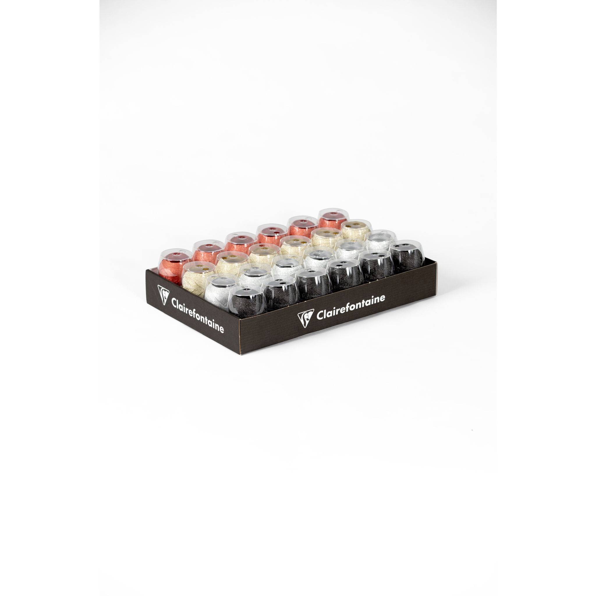 Clairefontaine Set 24x Geschenkband Glitter 10mx7mm sortiert Sort. 612705C