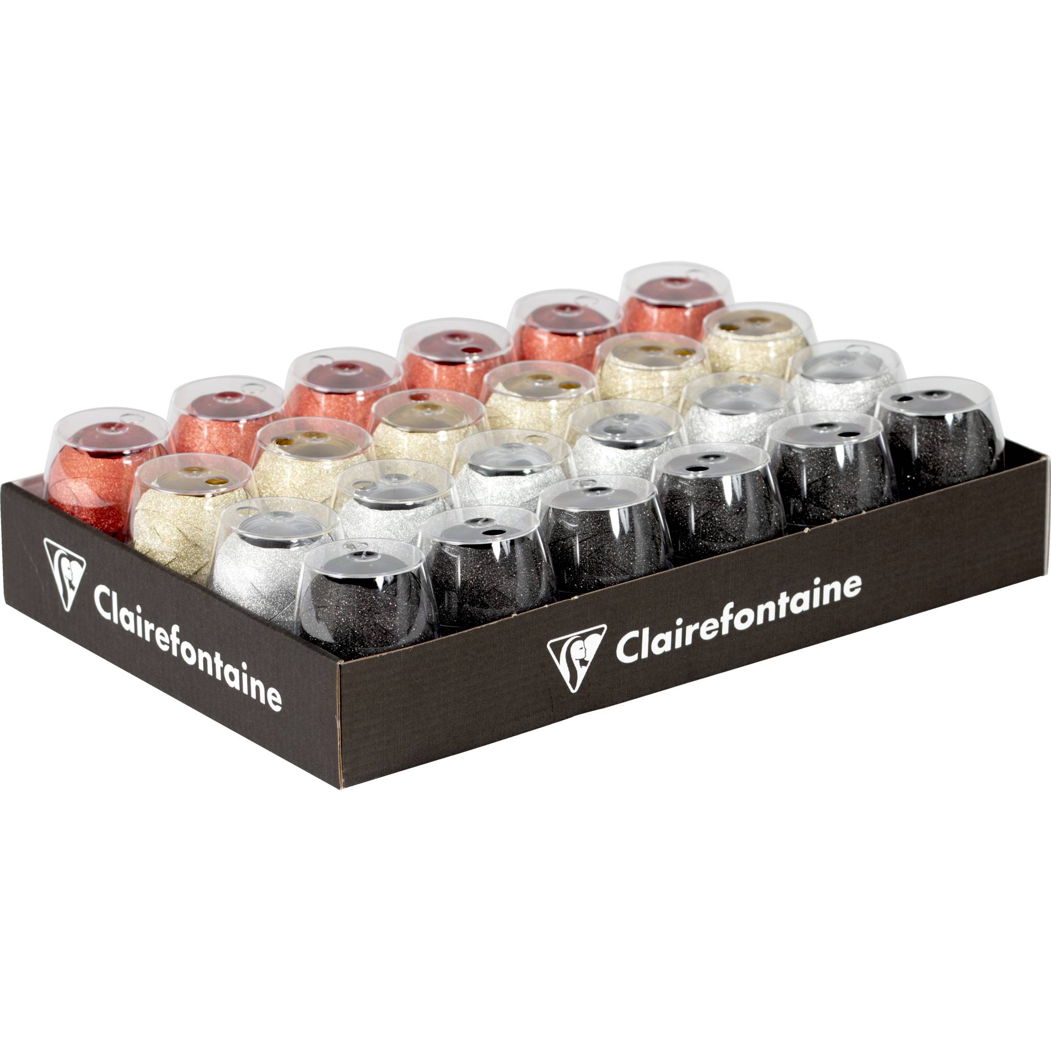 Clairefontaine Set 24x Geschenkband Glitter 10mx7mm sortiert Sort. 612705C