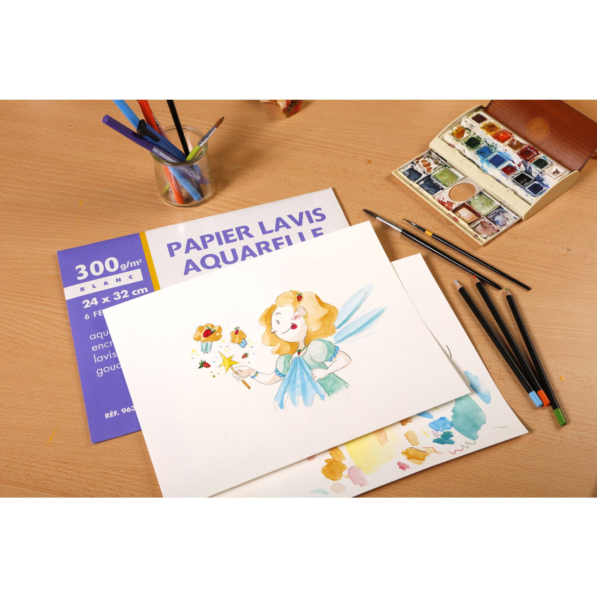 Clairefontaine Lavis Aquarellpapier, Packung mit 24 Bogen, 50x65cm, 300g 93650C