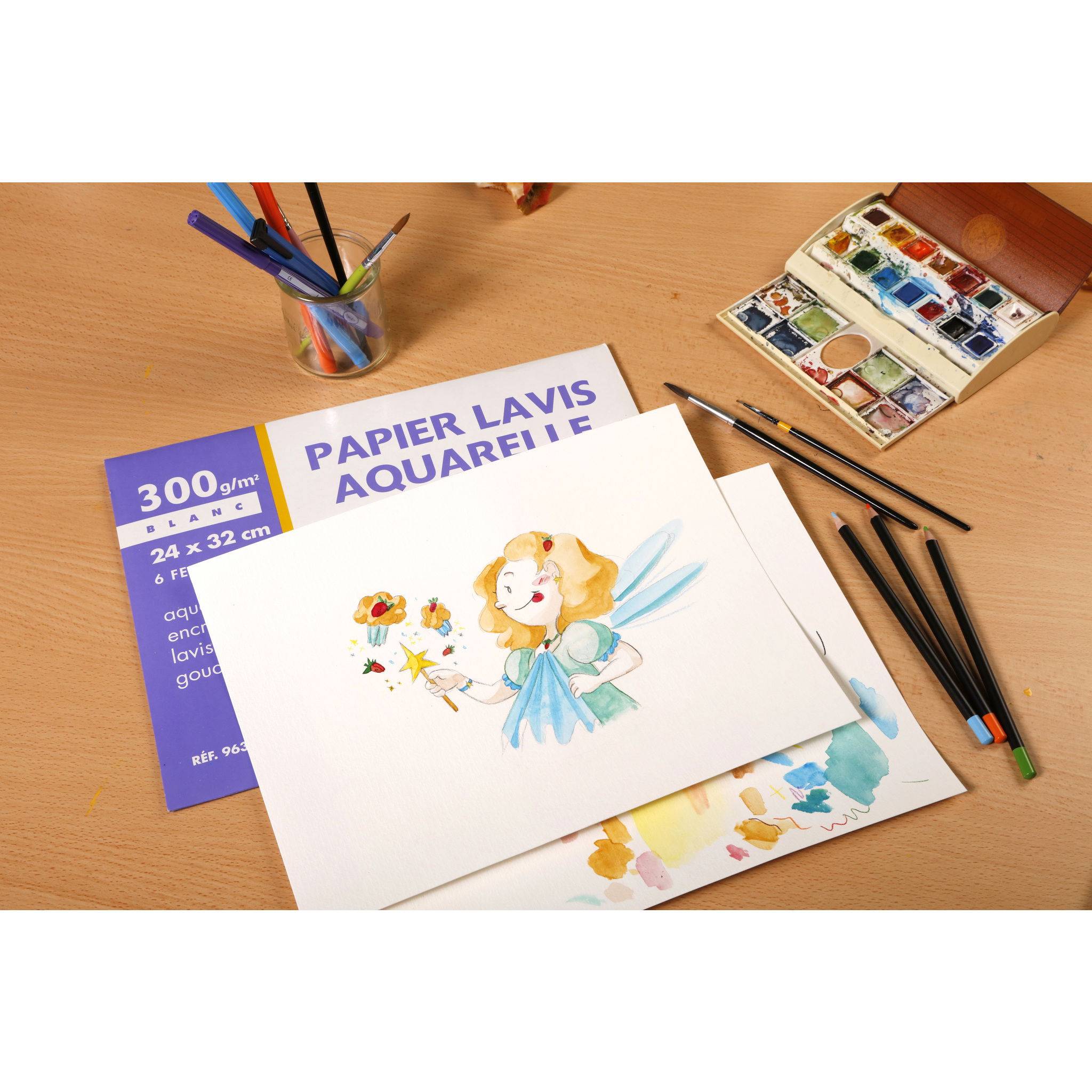 Clairefontaine Lavis Aquarellpapier, Packung mit 24 Bogen, 50x65cm, 300g 93650C