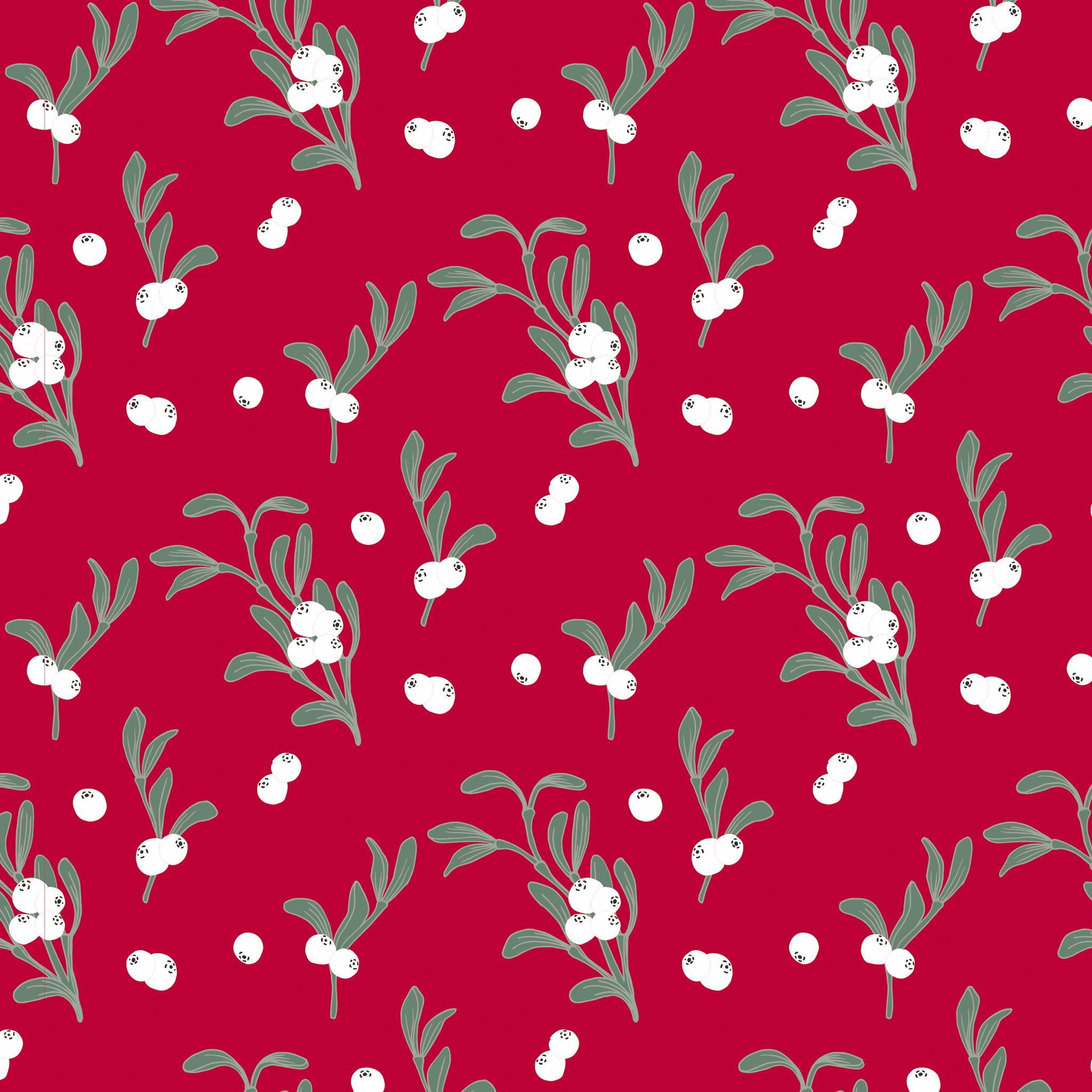 Clairefontaine Geschenkpapierrolle Excellia 80g 50x0,70m Mistezweige Rot 202058C