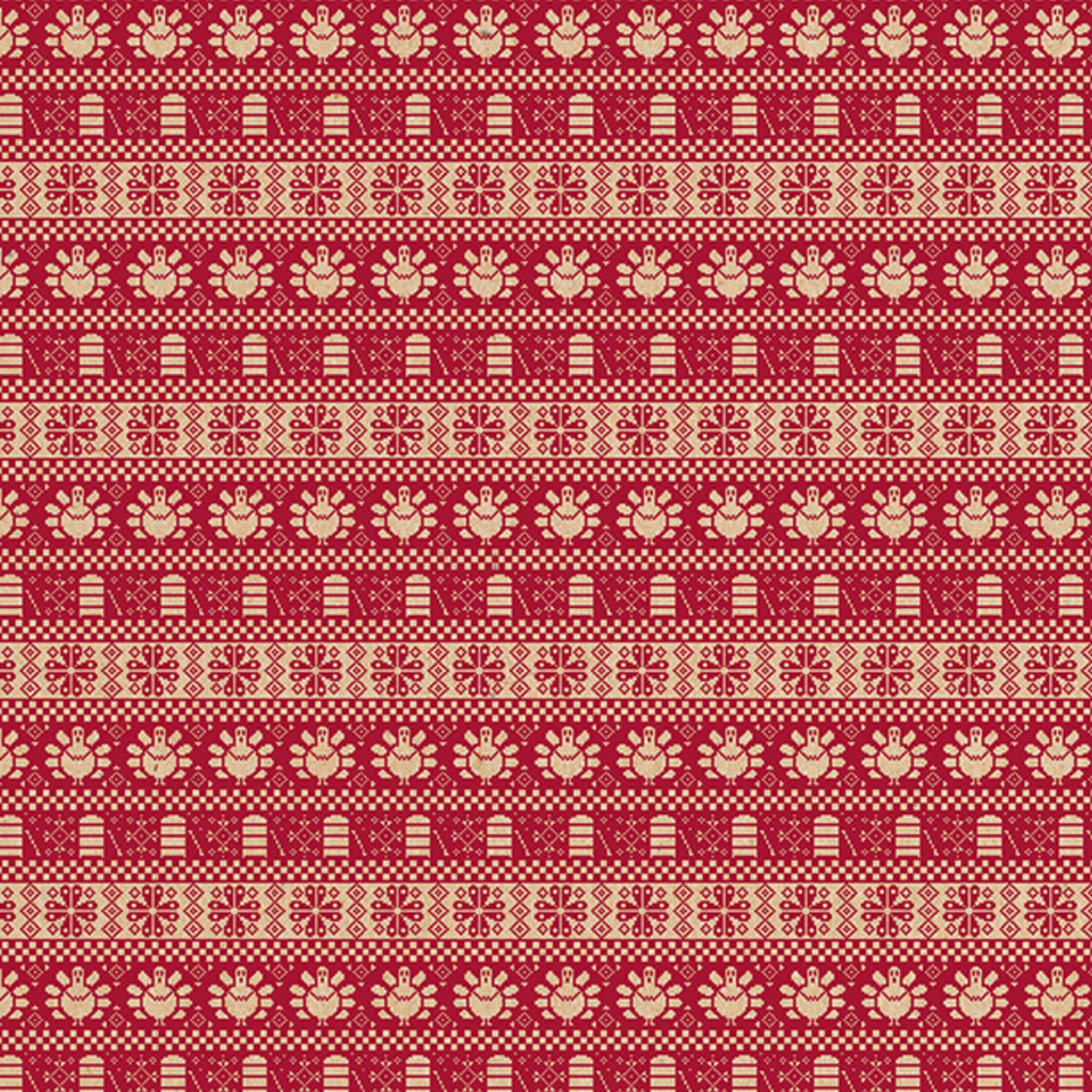 Clairefontaine Geschenkpapierrolle Kraft 50x0,70m, Weihnachtsmuster rot 223814C