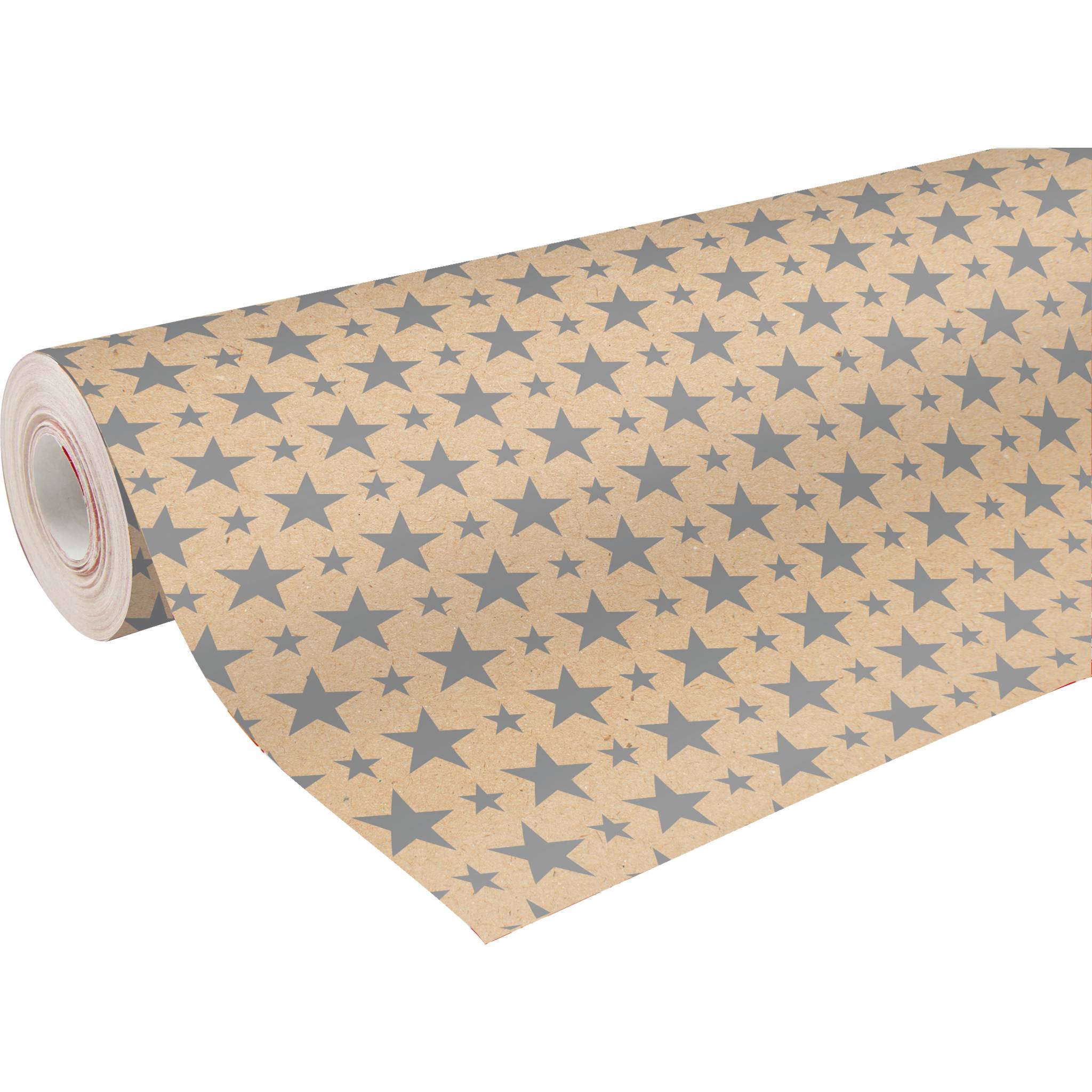 Clairefontaine Geschenkpapierrolle Kraft 50x0,70m, Weihnachten Silber 223801C