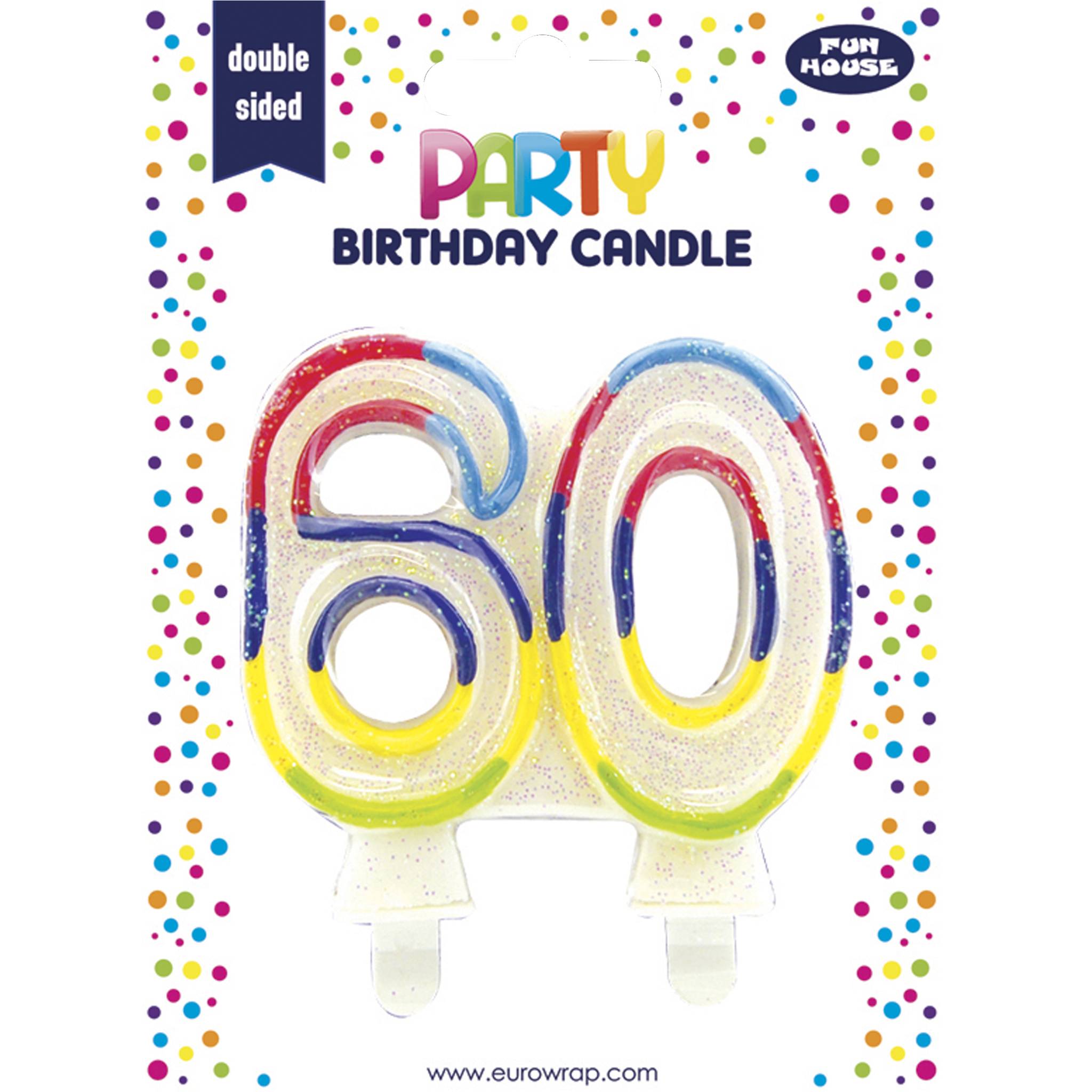Clairefontaine 6x Geburtstagskerze, Zahl 60 - Mehrfarbig 6834-60C