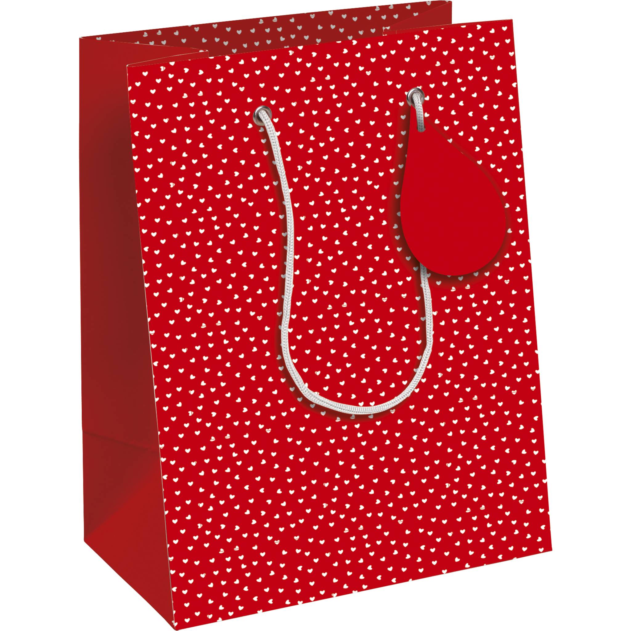 Clairefontaine 6x Geschenktasche M 21,5x10,2x25,3 cm, Herze Rot 30633-3C