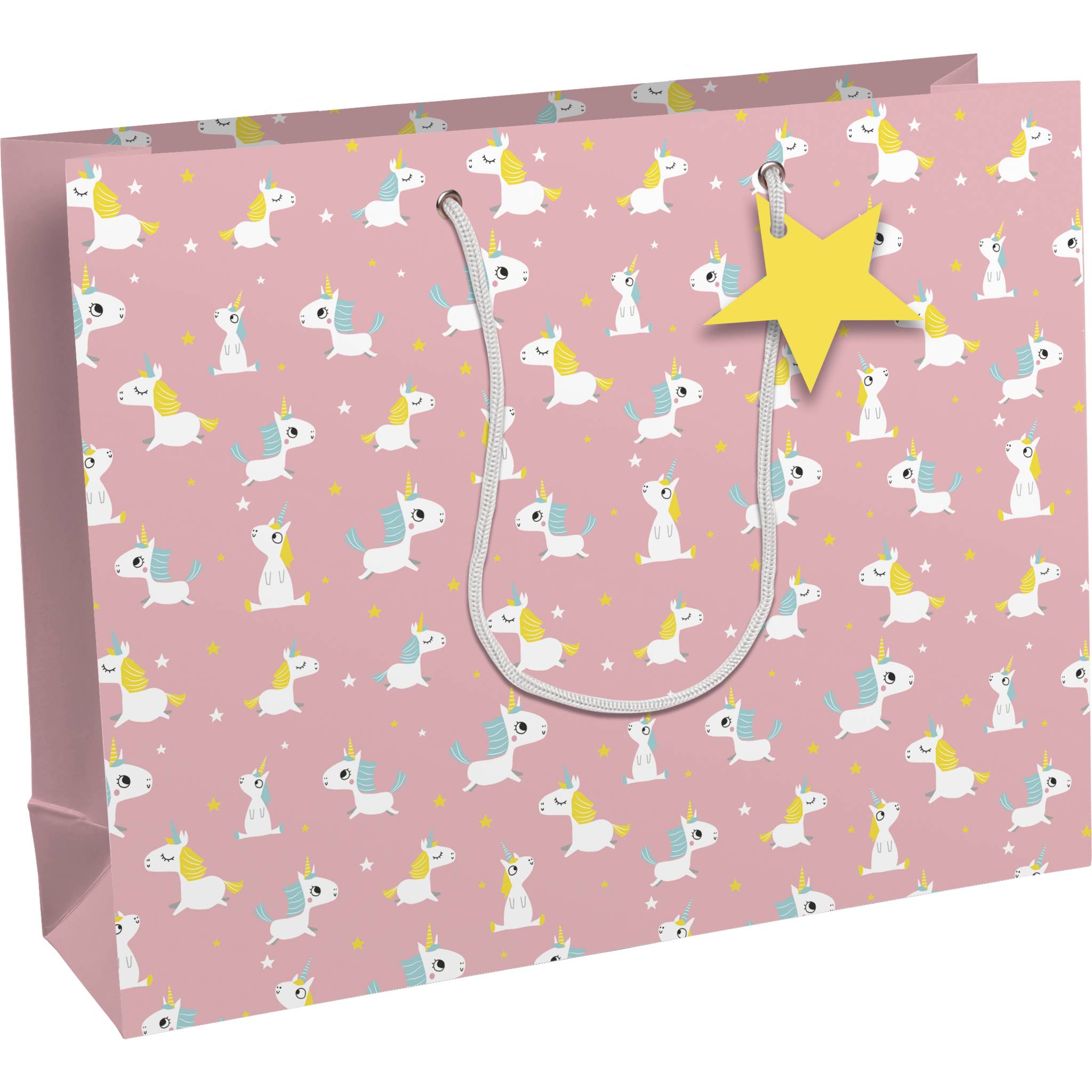 Clairefontaine 6x Einhörner, Geschenktasche Shopping 37,3x27,5cm Rosa 32466-6C