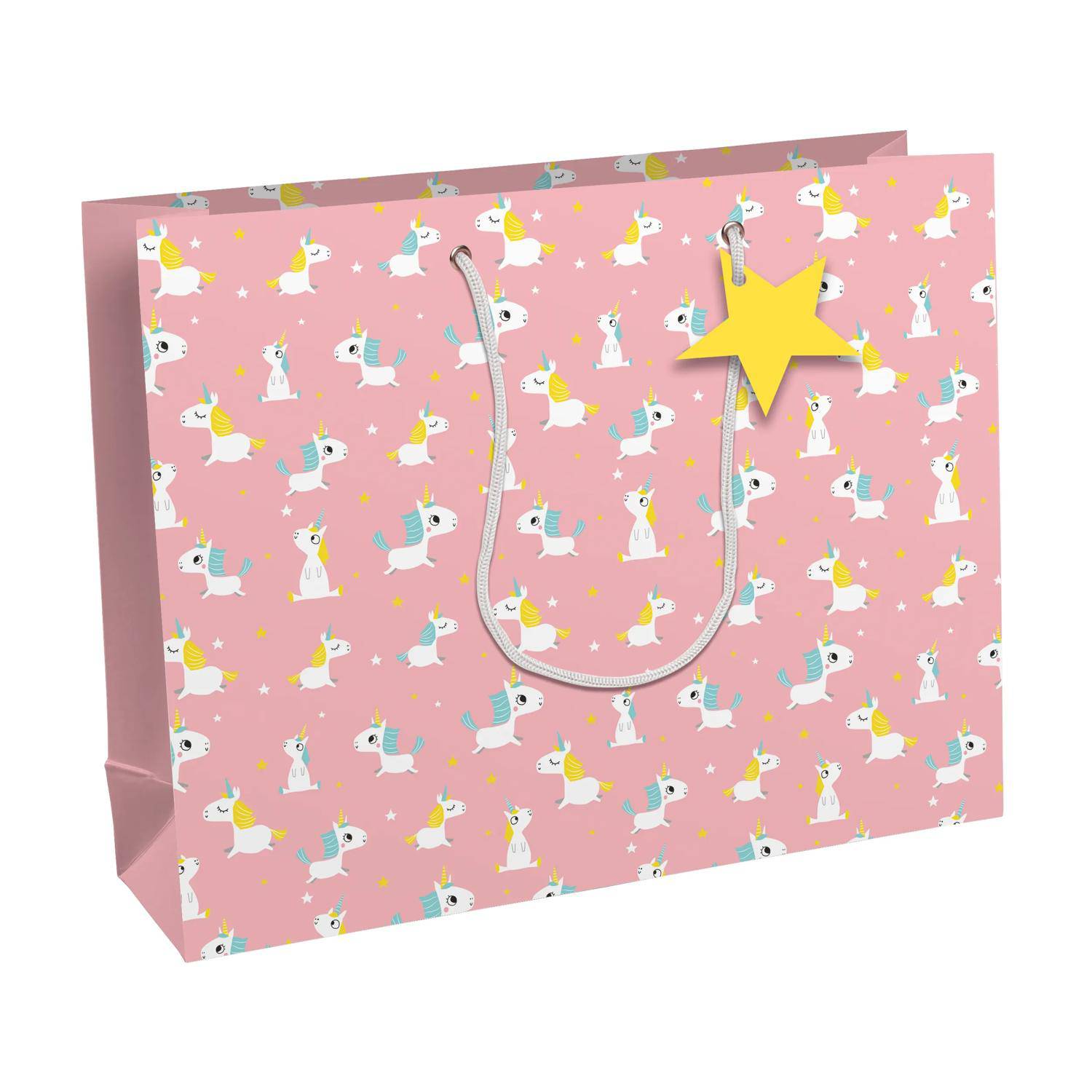 Clairefontaine 6x Einhörner, Geschenktasche Shopping 37,3x27,5cm Rosa 32466-6C