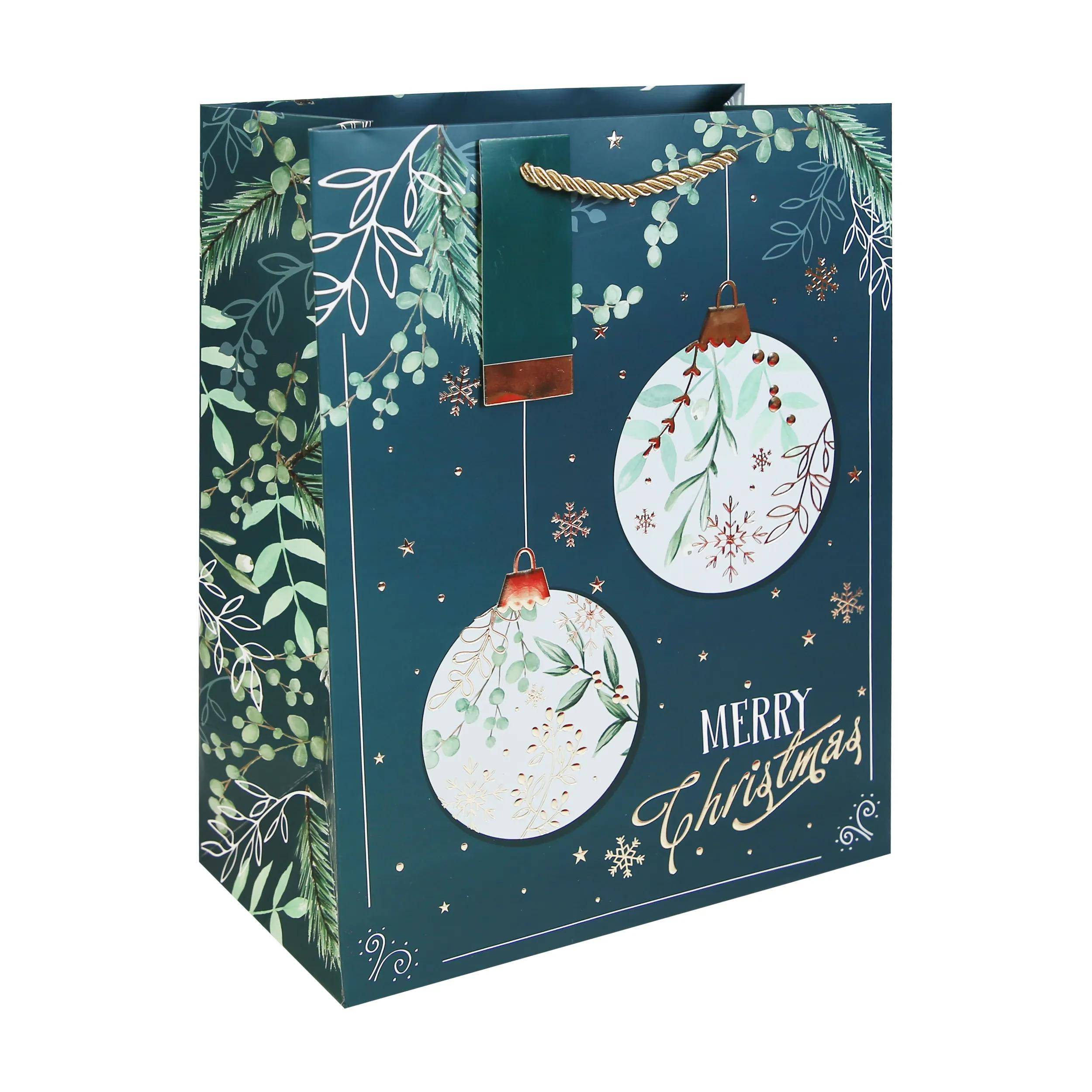 Clairefontaine 12x Geschenktasche Merry Christmas, 26,5x14x33 cm Blau X-36026-2C