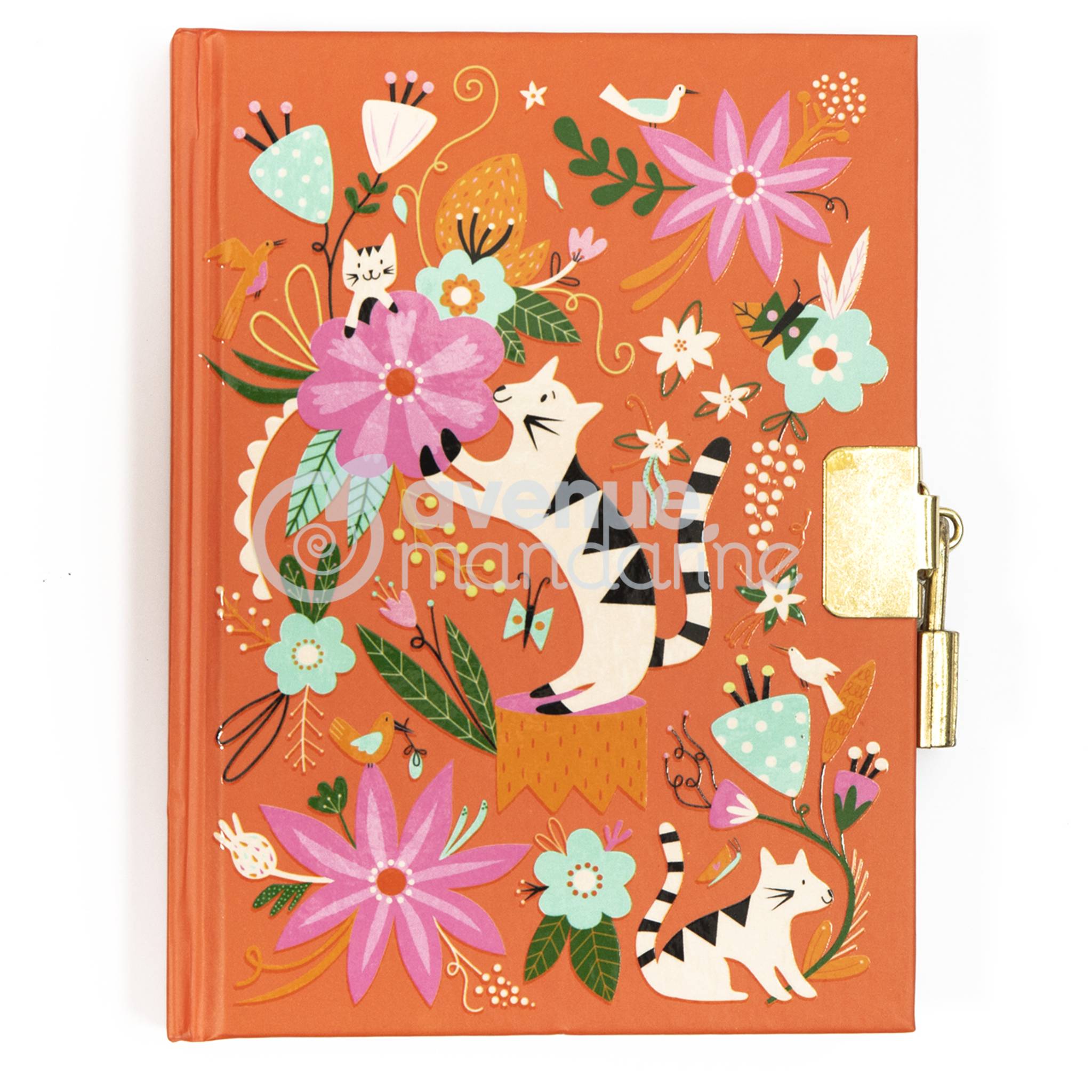 Avenue Mandarine 4x Tagebuch, Katzen und Blumen - Mehrfarbig CO206C