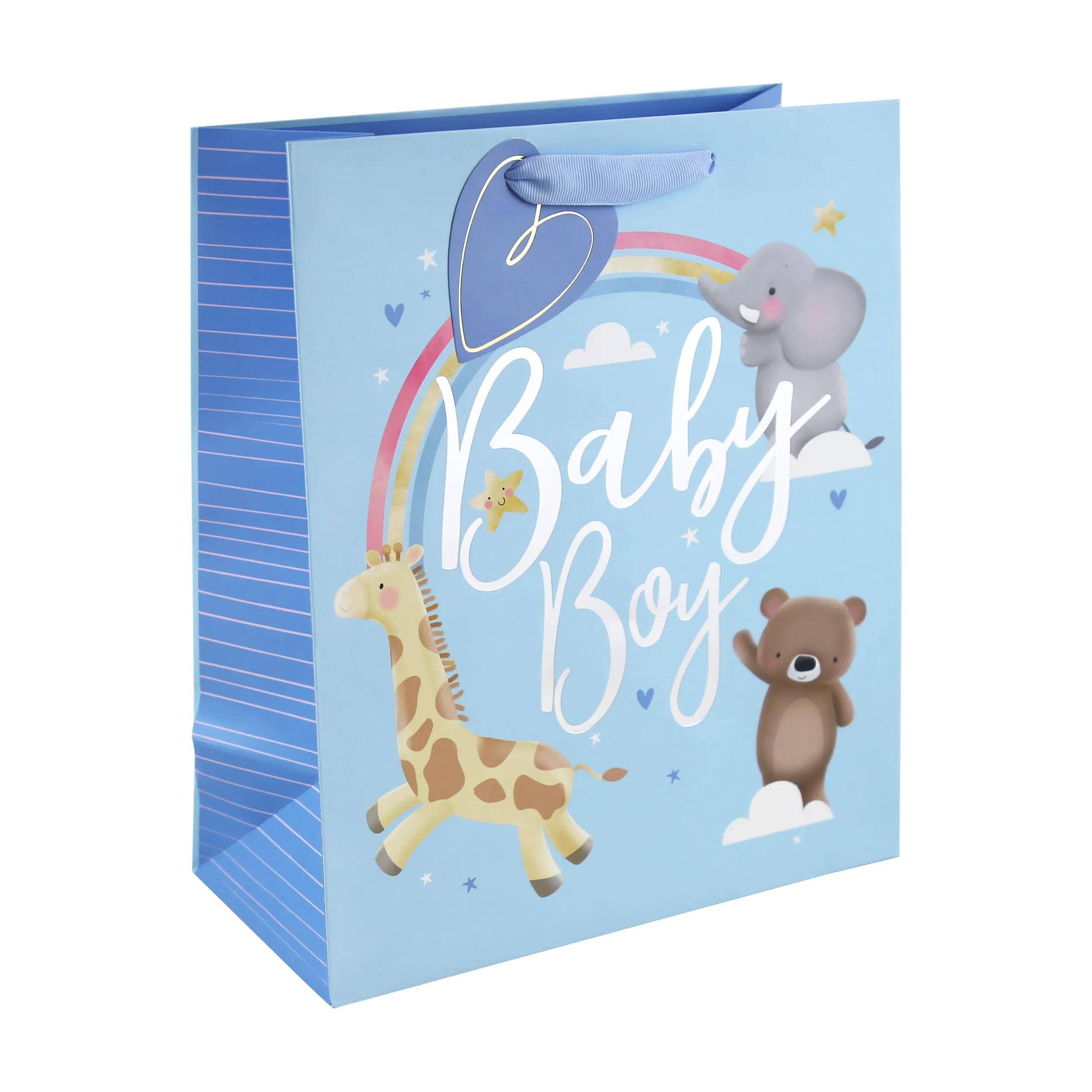 Clairefontaine 6x Große Geschenktasche, Baby Boy, 26,5x14x33 cm - Blau 35389-2C