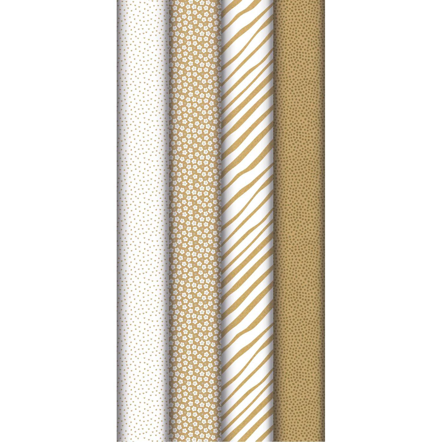 Clairefontaine 20x Geschenkpapierrollen Kraft weiß & gold Sortierung 223908C