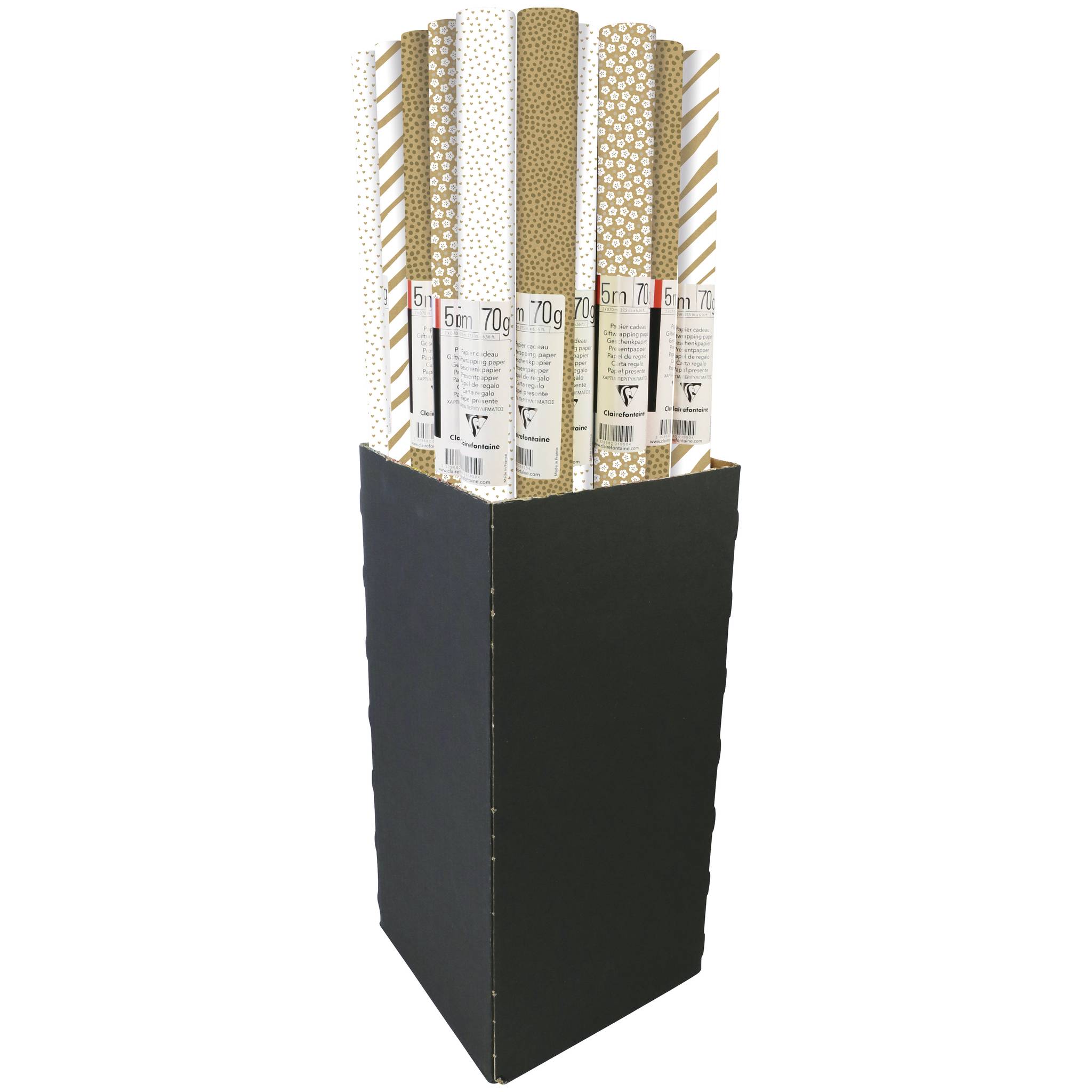 Clairefontaine 20x Geschenkpapierrollen Kraft weiß & gold Sortierung 223908C