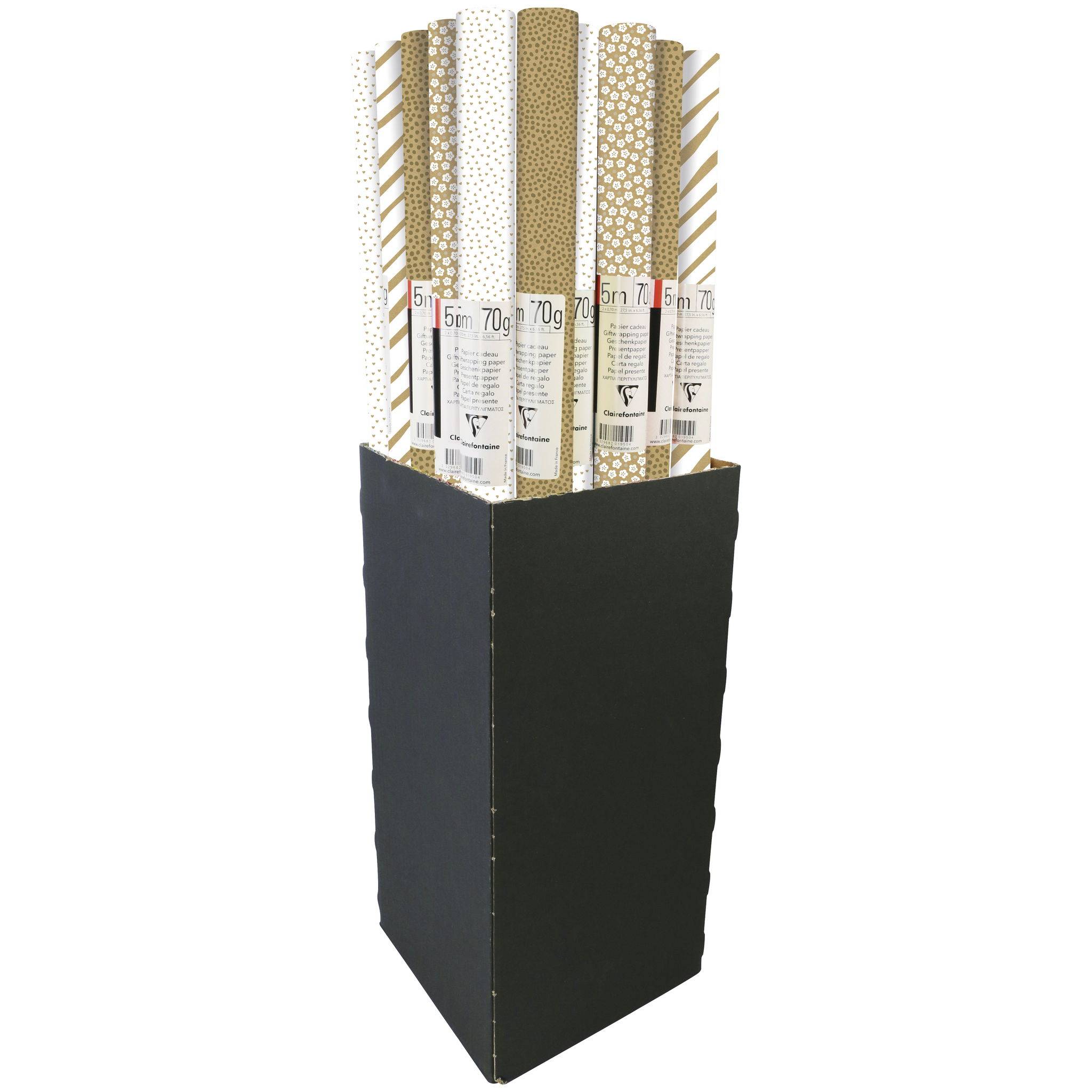 Clairefontaine 20x Geschenkpapierrollen Kraft weiß & gold Sortierung 223908C