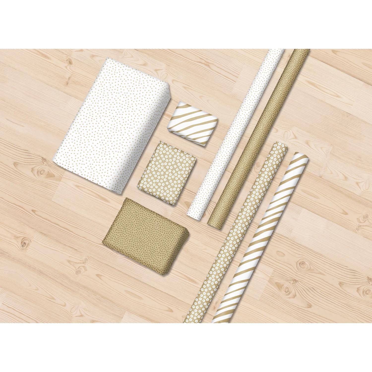 Clairefontaine 20x Geschenkpapierrollen Kraft weiß &amp; gold Sortierung 223908C