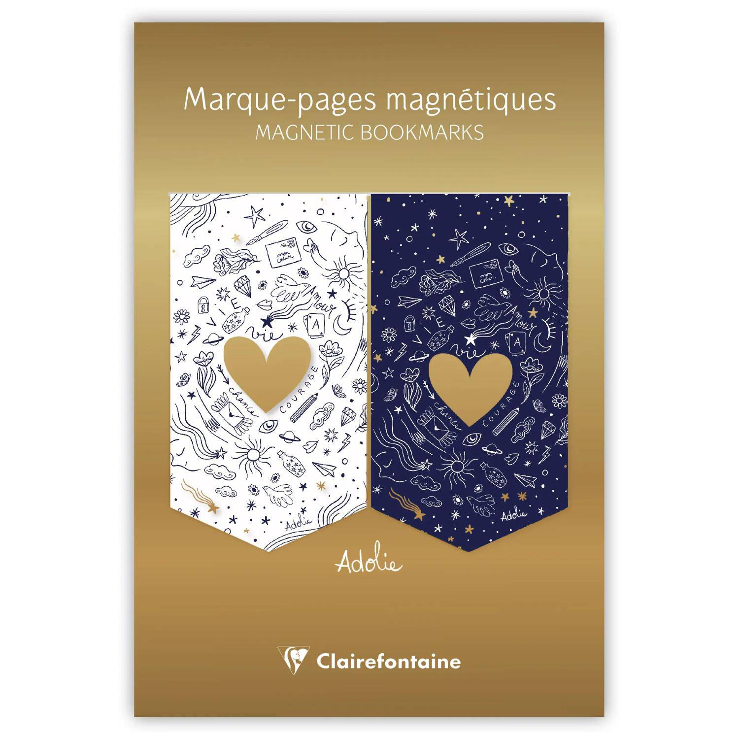 Clairefontaine 10x Adolie, Set 2 magnetischen Lesezeichen 10,5x15,5cm 116300C