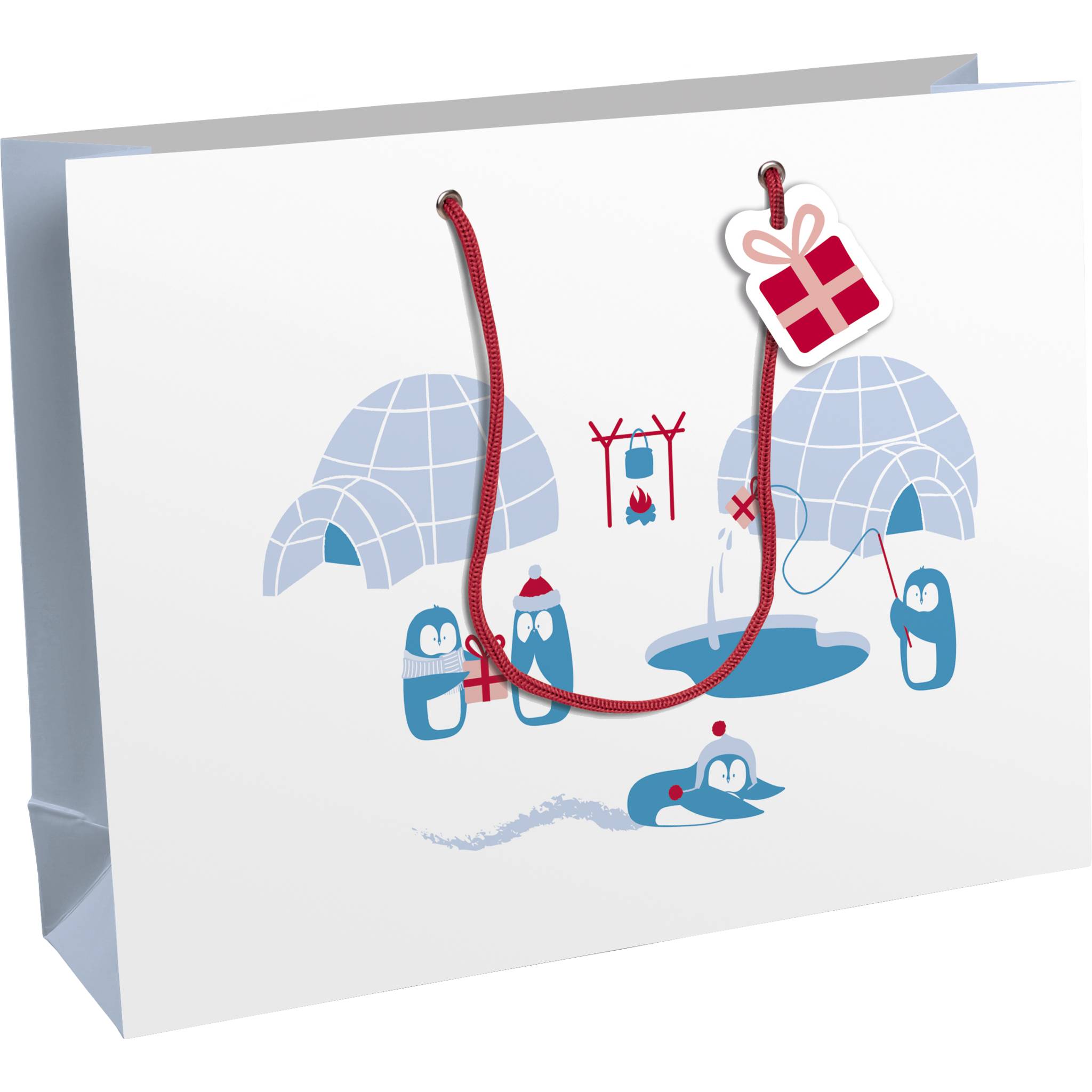 Clairefontaine 6x Geschenktasche Pinguine, 37,3x11,8x27,5cm Weiß X-30912-6C