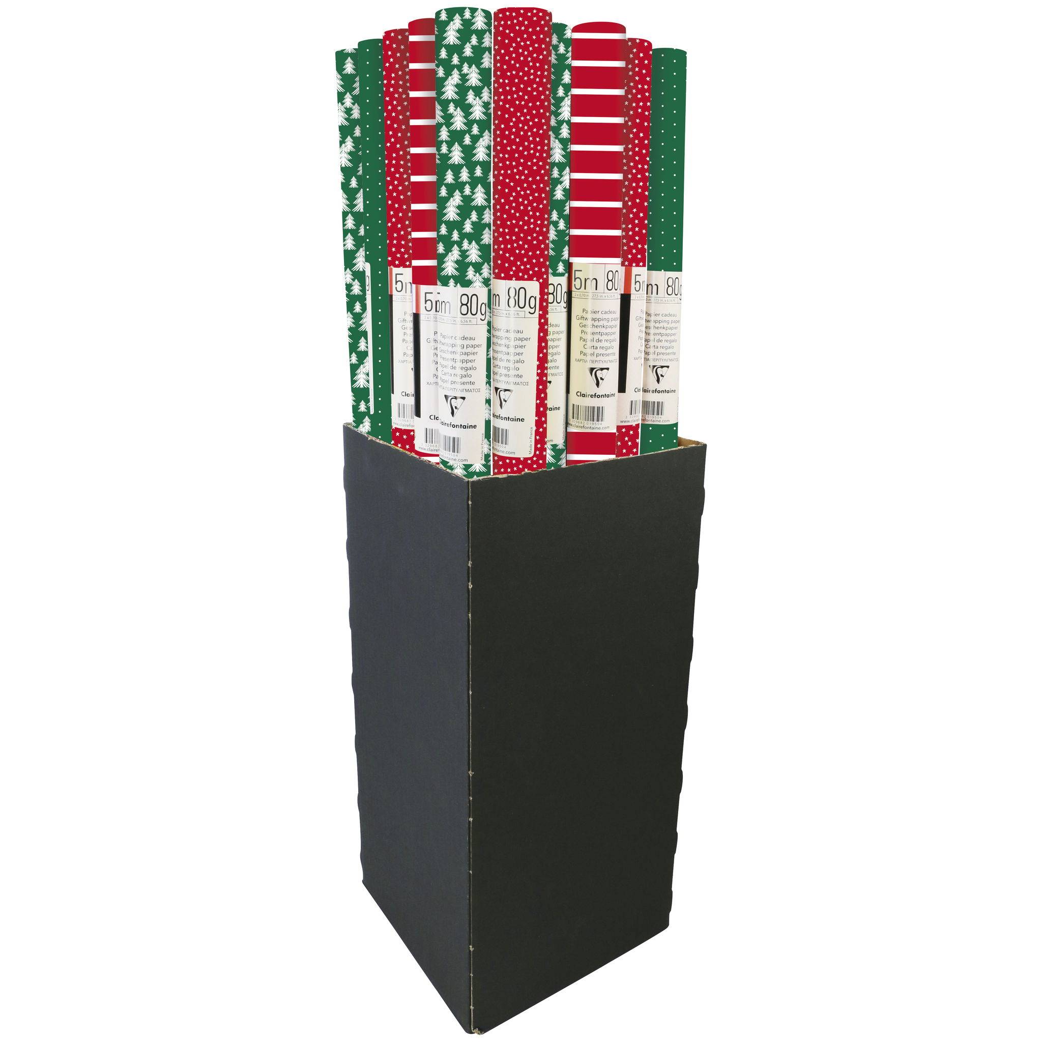 Clairefontaine 20x Geschenkpapierrollen 80g rot & grün 5x0,70m Sortiert 202099C