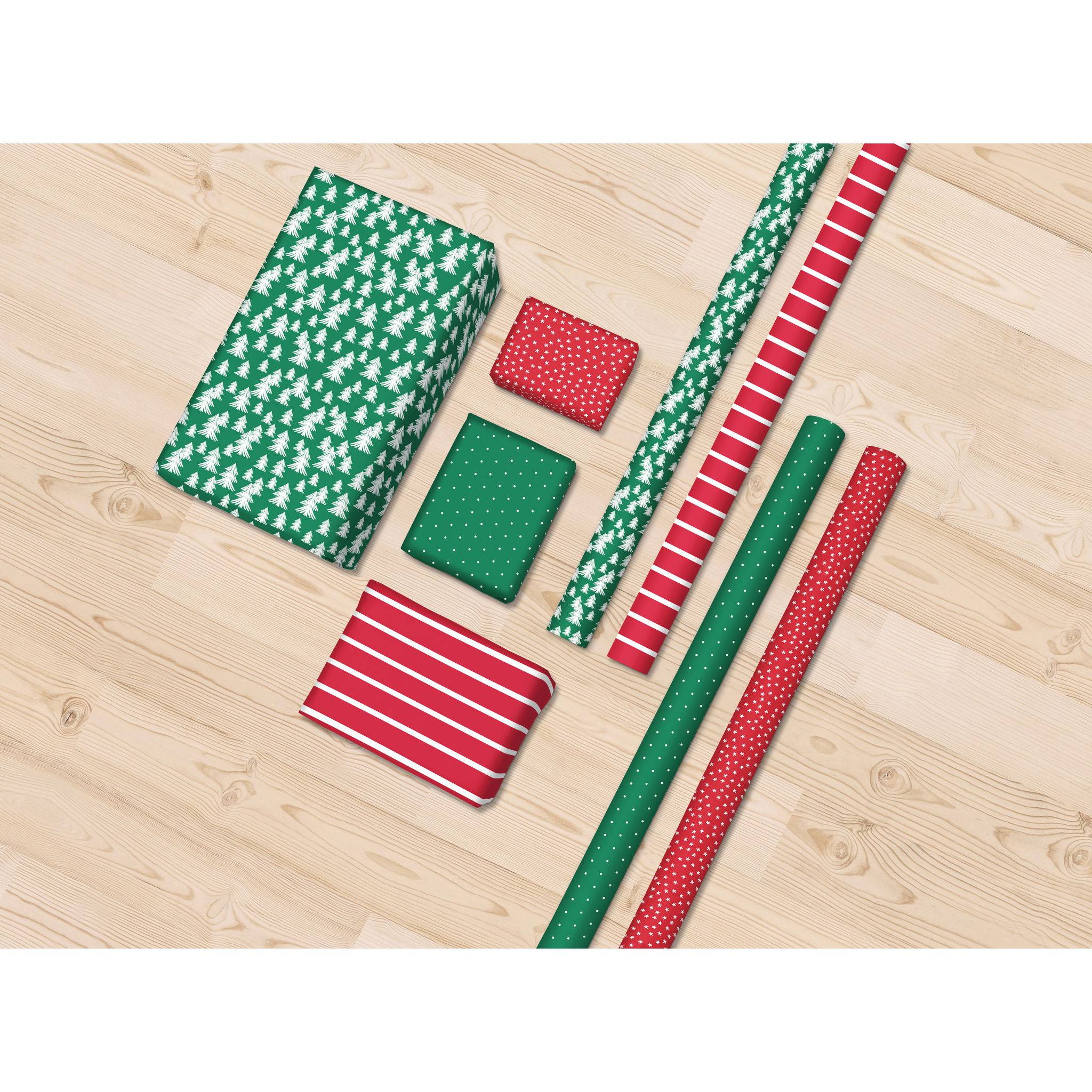 Clairefontaine 20x Geschenkpapierrollen 80g rot & grün 5x0,70m Sortiert 202099C