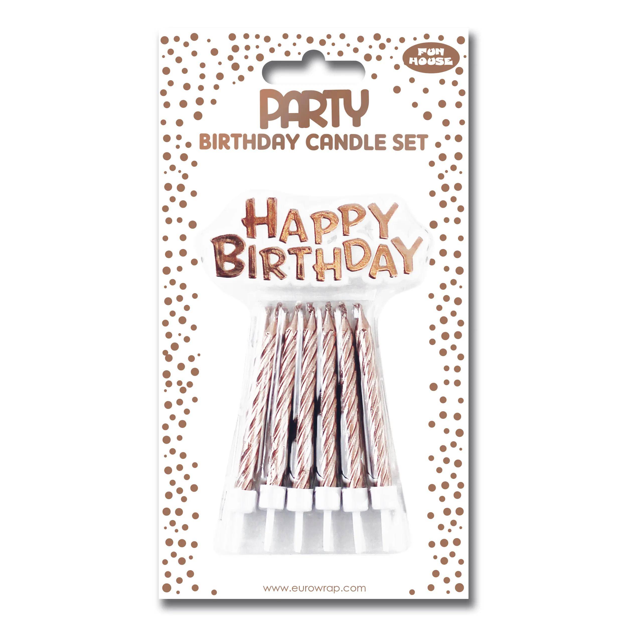 Clairefontaine 6x Set mit 12 rosa Kerzen, 12 haltern +Happy Birthday - 26820-RGC