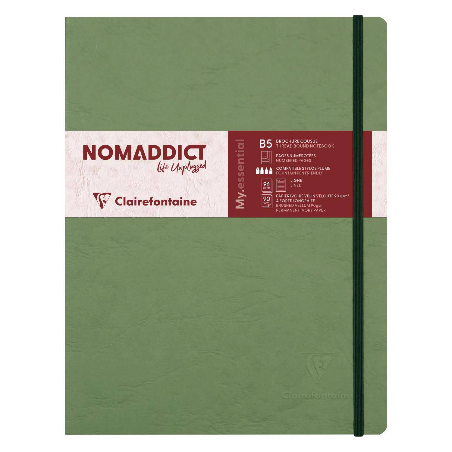 Clairefontaine 5x Notizbuch 96 Blatt liniert Papier elfenbein 90g Grün 794463C