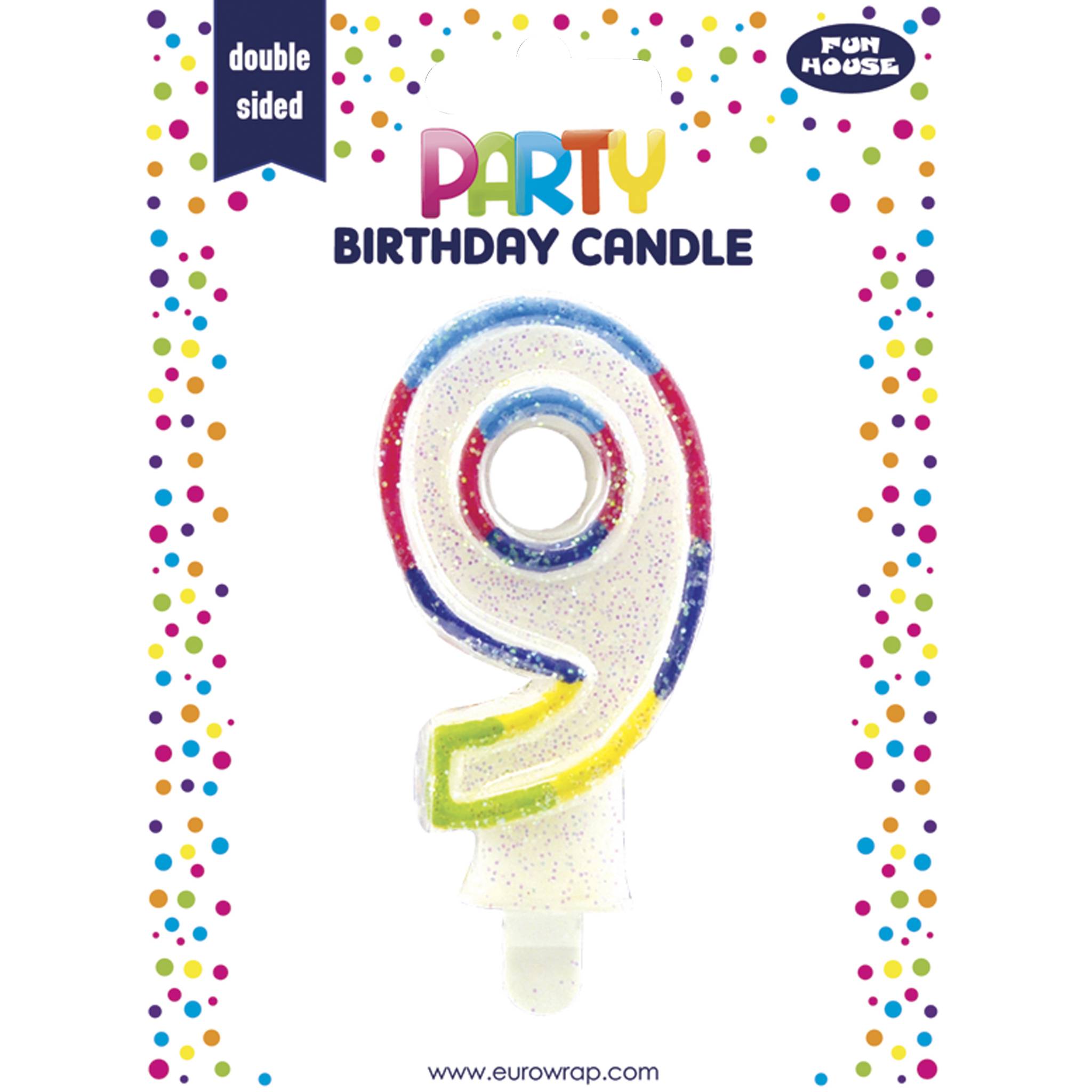 Clairefontaine 6x Geburtstagskerze, Zahl 9 - Mehrfarbig 6828-9C